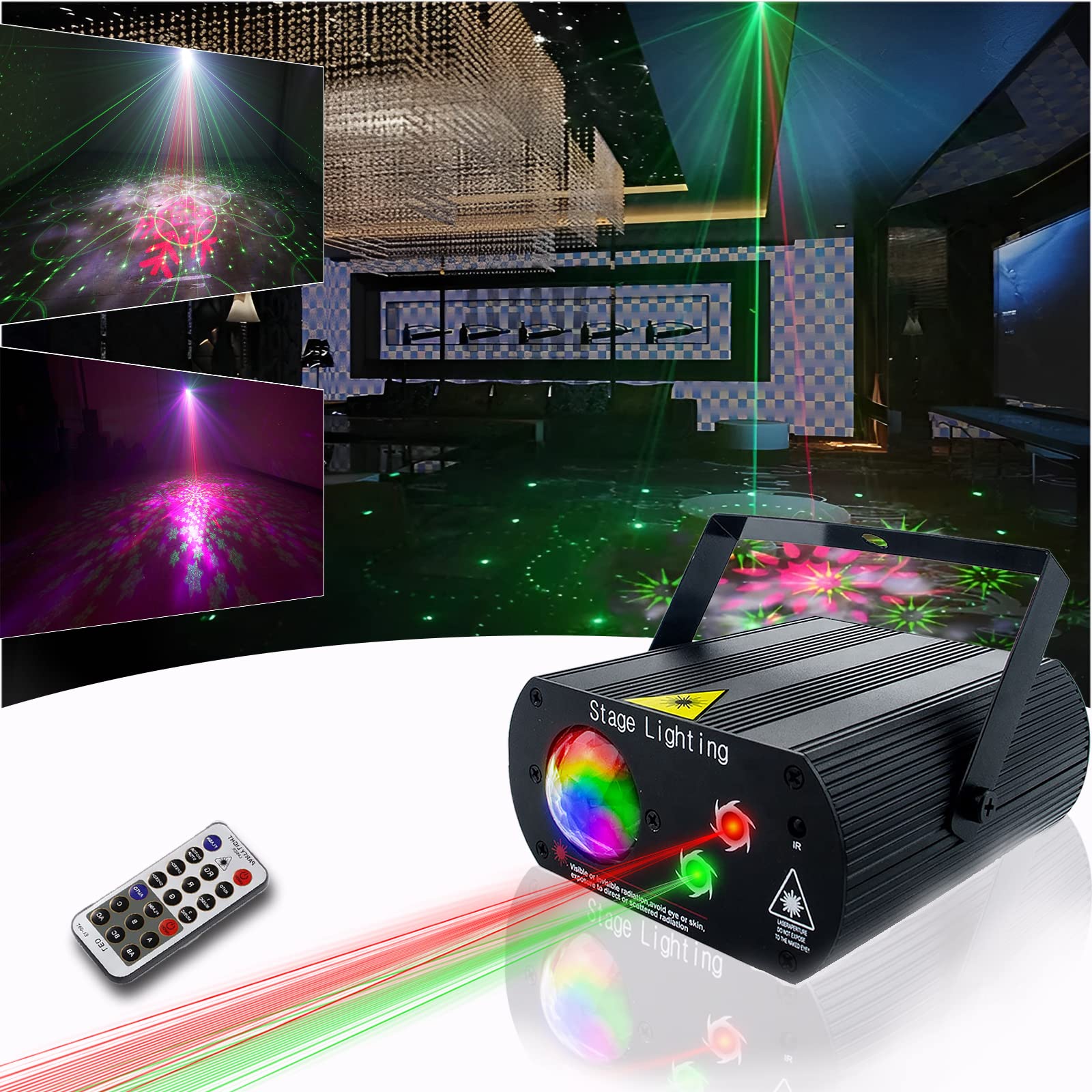DJ Disco Party Lights - Sound Activated LED Water Ripple Stage Lighting with Remote Control | Strobe Light for House Parties, Karaoke, KTV, Christmas & Halloween Decorations | Perfect for Dance Floors, Clubs, and Home Entertainment