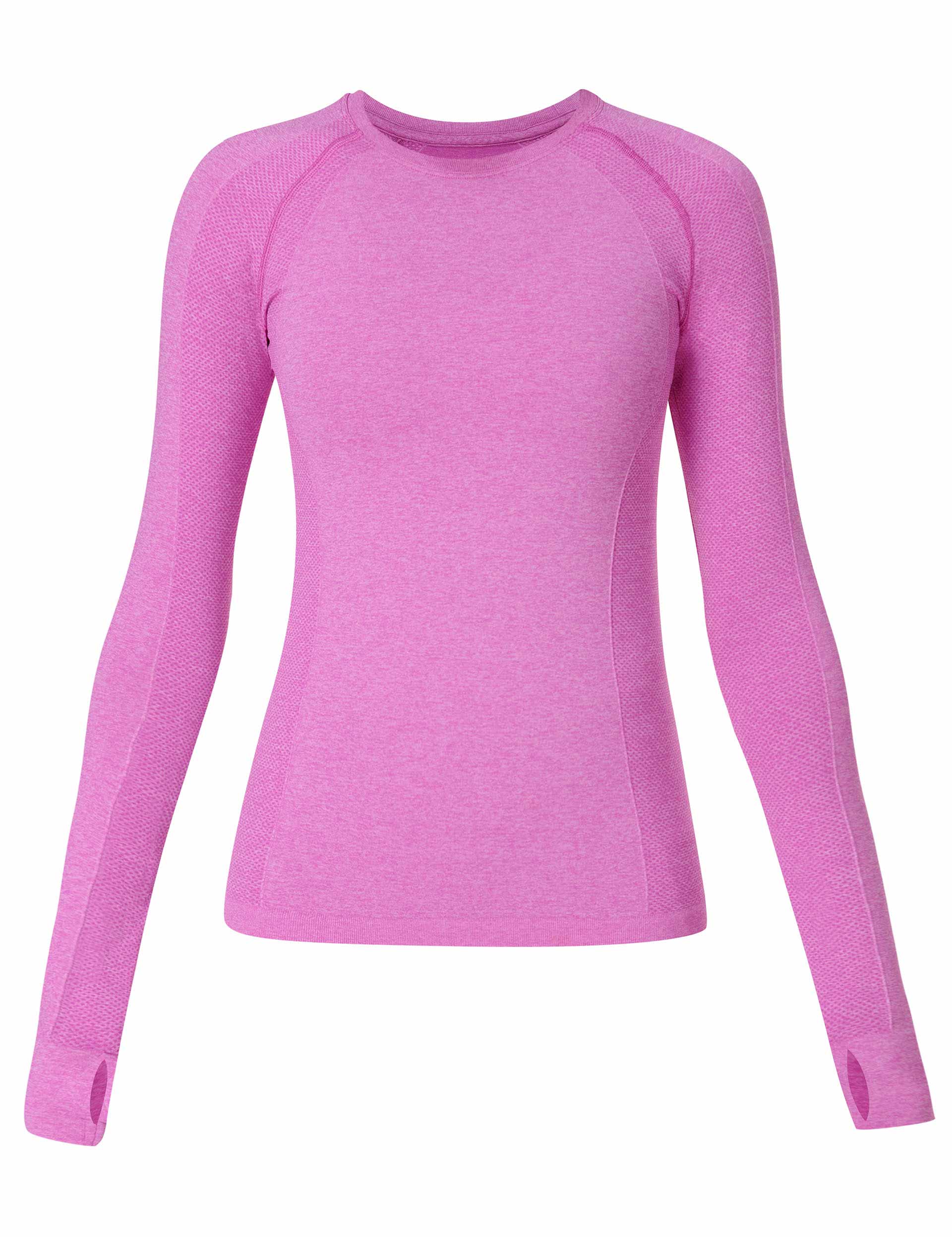 Athletic Seamless Long Sleeve Workout Top for Women - Allium Pink/Nerine Pink Marl - Perfect for Gym, Yoga & Running