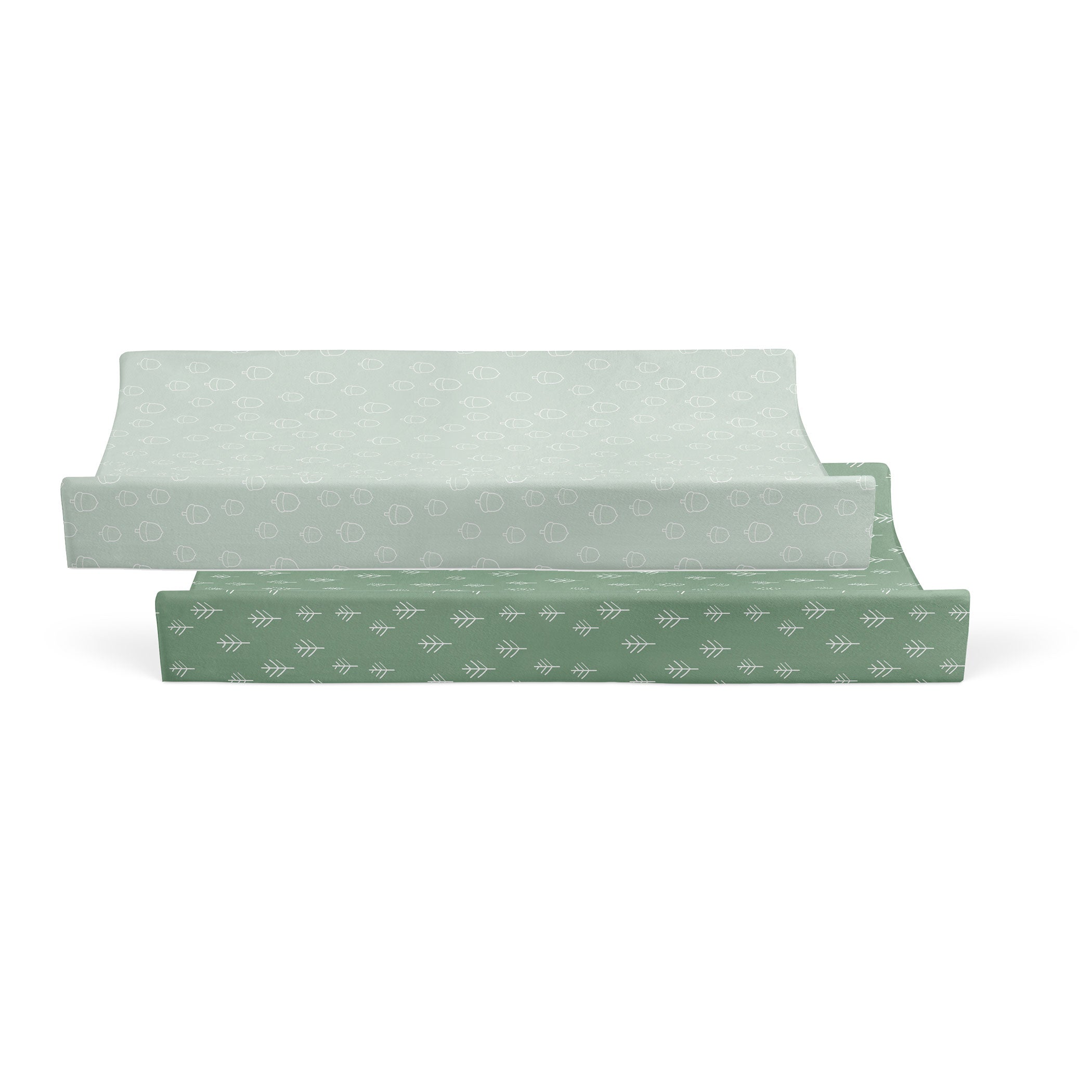 Nordic Style 2-Pack Waterproof Changing Pad Covers - Soft Avocado & Forest Green for Baby Nursery | Perfect for Diaper Changes, Travel & Daycare Use