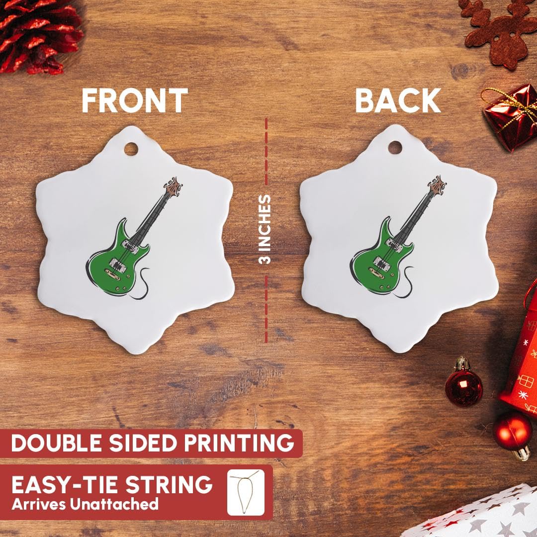 3D Green Electric Guitar Music Snowflake Ornament - Perfect for Christmas Tree Decor, Holiday Gifts & Music Lover Presents