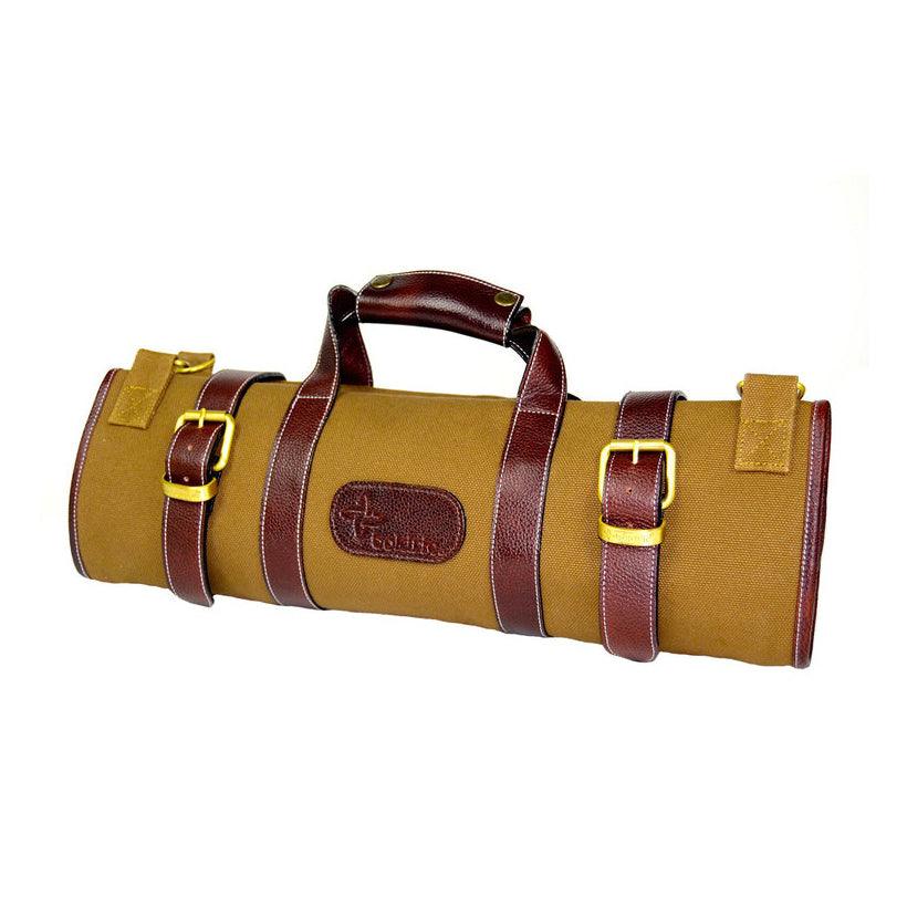 Boldric BOCK108 17-Pocket Heavy Duty Khaki Canvas Knife Roll Bag for Chefs, Butchers & Outdoor Cooking - Perfect for Kitchen, Camping & BBQ Tools Storage