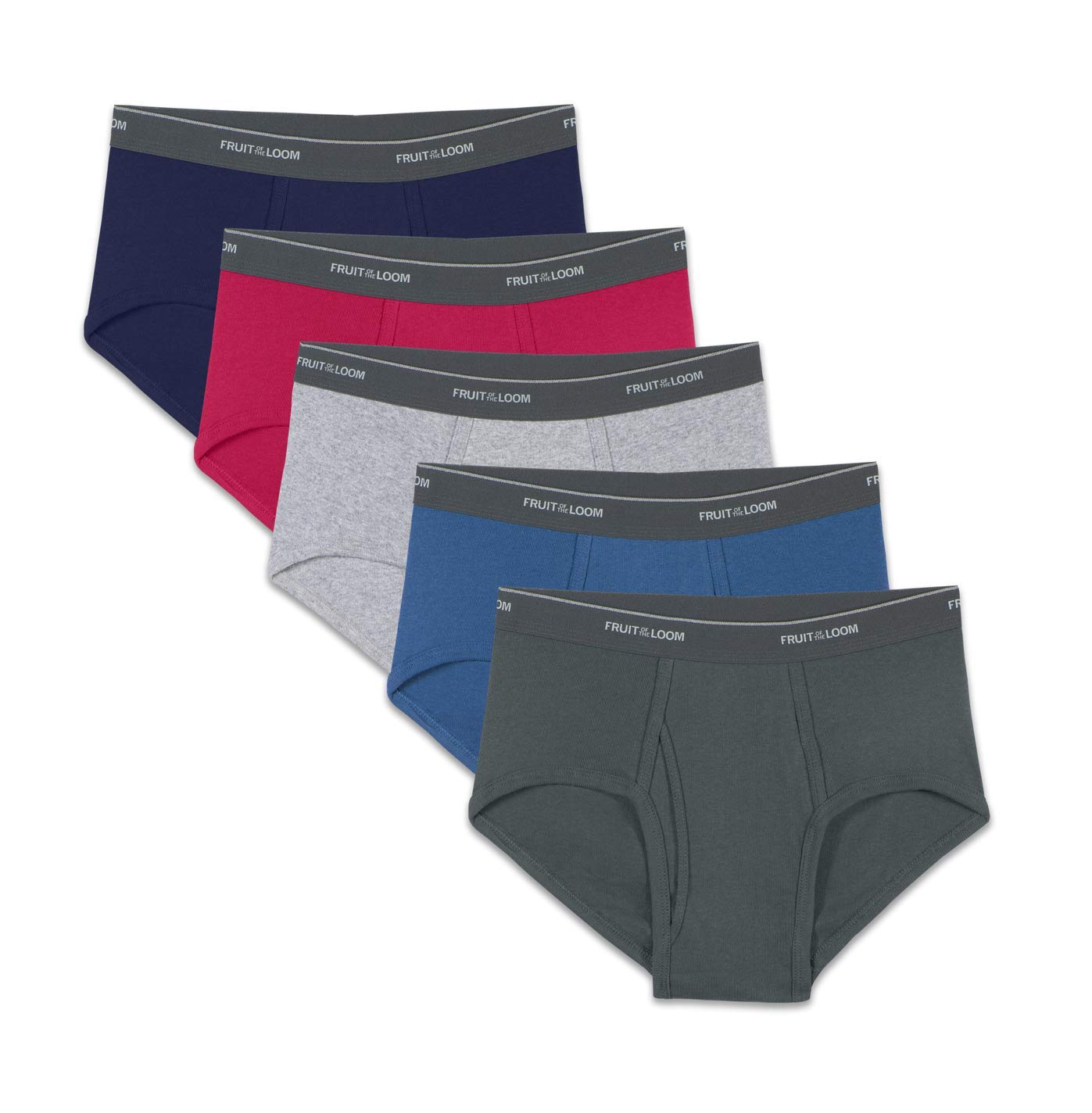 Fruit of the Loom Men's Cotton Mid-Rise Brief Underwear 3-Pack - Soft Comfortable Boxer Briefs for Everyday Wear, Workout & Lounge