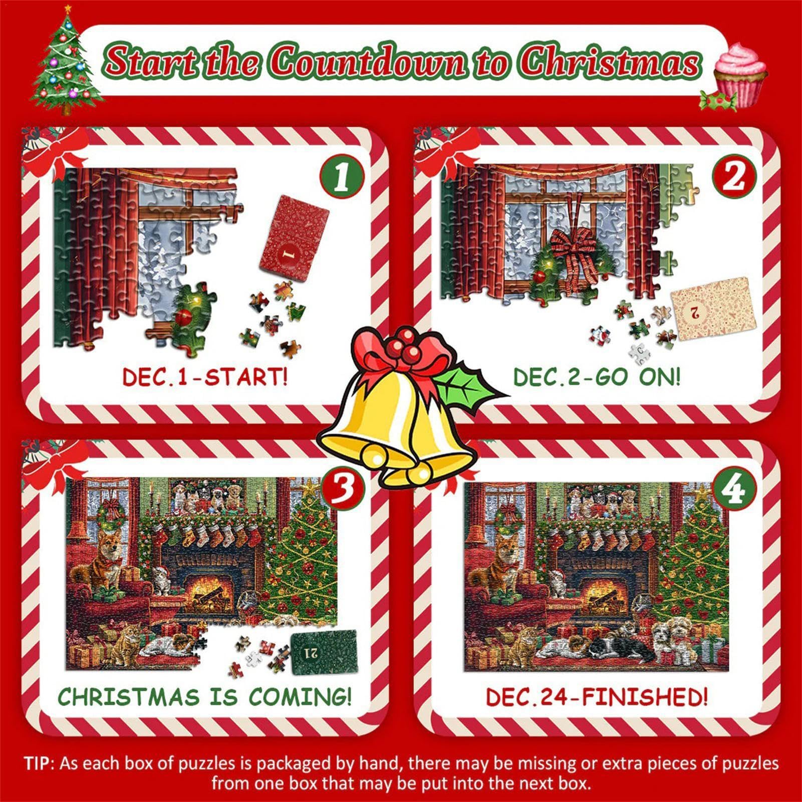 Christmas Advent Calendar Puzzle - 24-Day Dog Themed Advent Puzzle with 1000 Pieces - Festive Holiday Countdown Puzzle for Adults & Families - Perfect for Christmas Decorations & Holiday Gift Giving