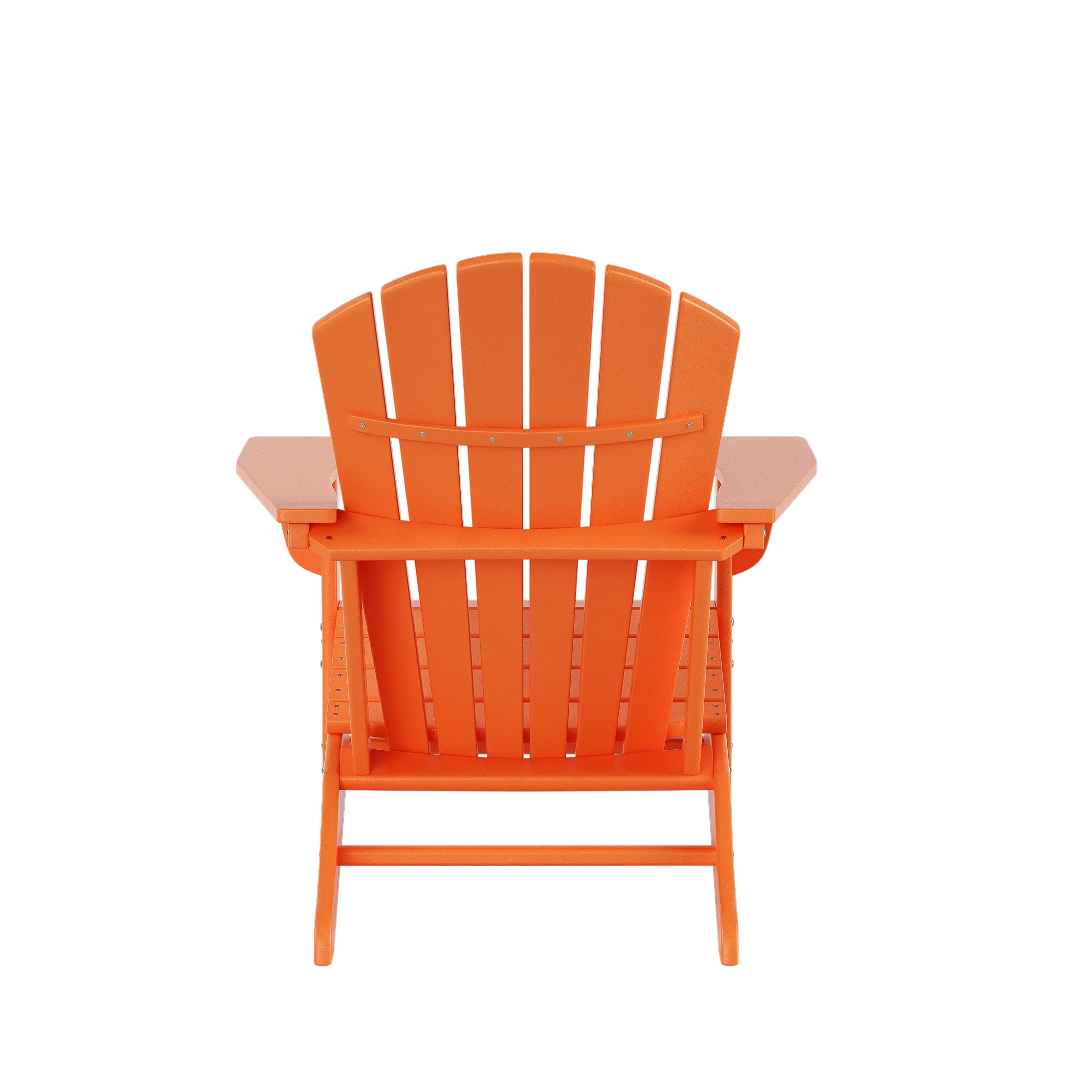 WO Home 2-Piece Outdoor Adirondack Chair Set with Side Table - Durable Poly Lumber Retro Lounger for Beach, Patio, Garden, Backyard - Perfect for Relaxing in Sun, Poolside Lounging & Outdoor Entertaining (Orange)