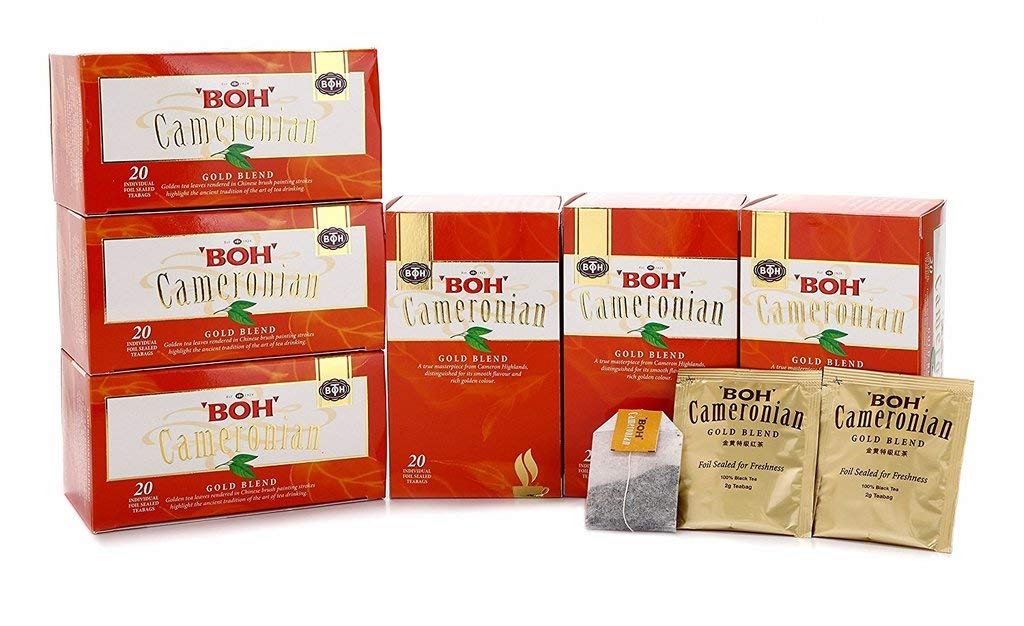 BOH Cameronian Gold Blend Black Tea Bags - Premium Smooth & Aromatic Tea from Malaysia's Cameron Highlands - 120 Count - Light Golden Color with Rich Flavor - Perfect for Morning Boost, Afternoon Relaxation & Office Tea Time
