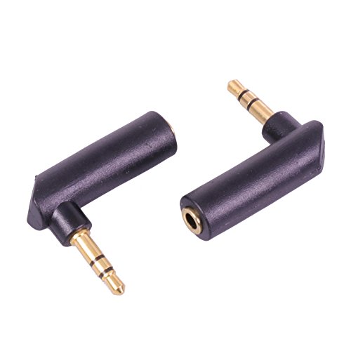 Gold-Plated 3.5mm Right Angle Audio Adapter - Female to Male Stereo Plug Connector - Perfect for Headphones, Speakers & Audio Equipment