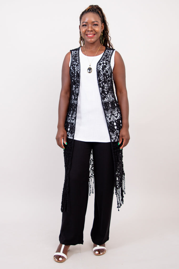 Elegant Black Lace Vest for Women - Fashionable Sheer Mesh Top - Perfect for Evening Parties, Date Nights & Special Occasions