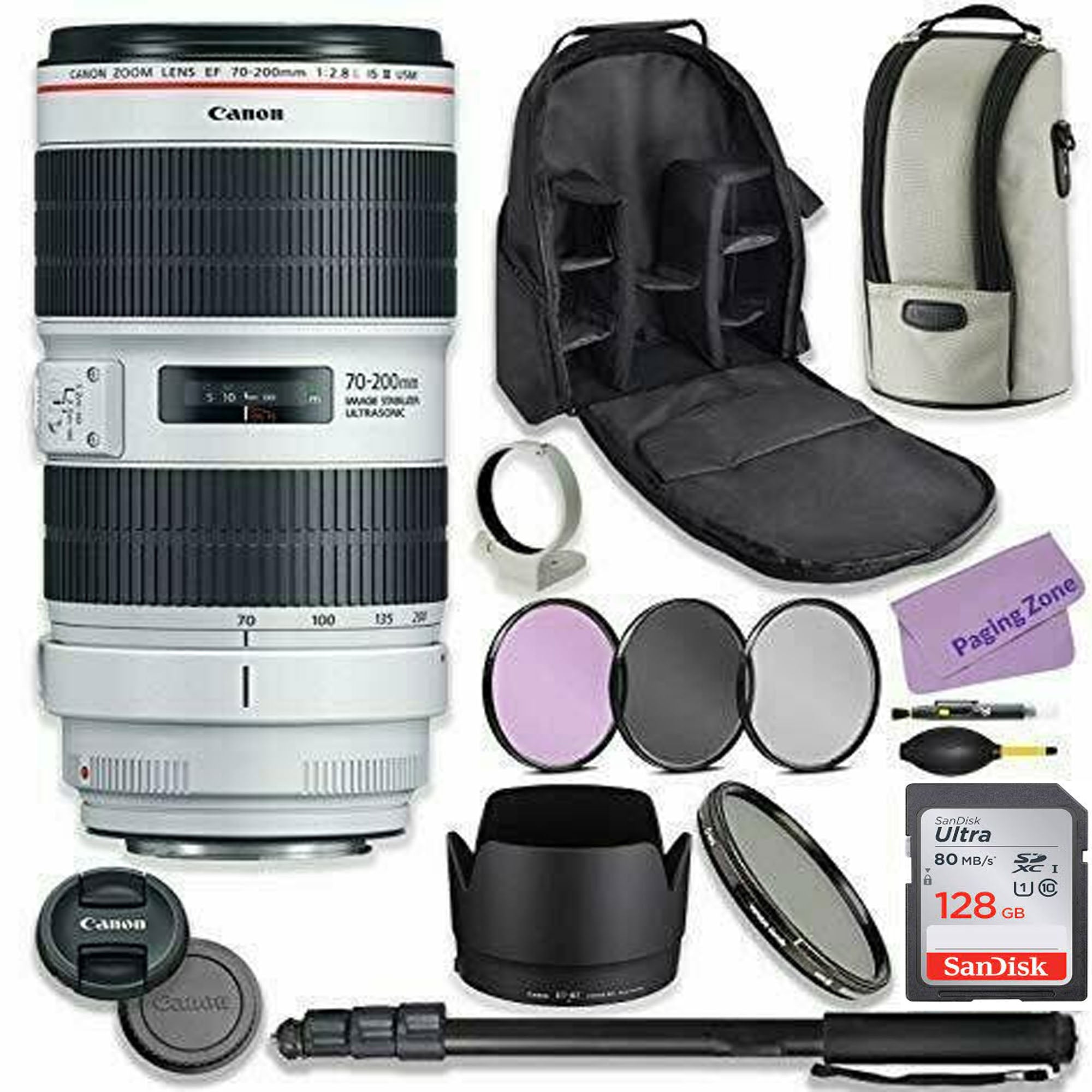 Canon EF 70-200mm f/2.8L IS III USM Telephoto Zoom Lens with SanDisk 128GB Extreme PRO SD Card - Professional Photography, Sports & Wildlife Shooting, Event Coverage, Portrait & Studio Work