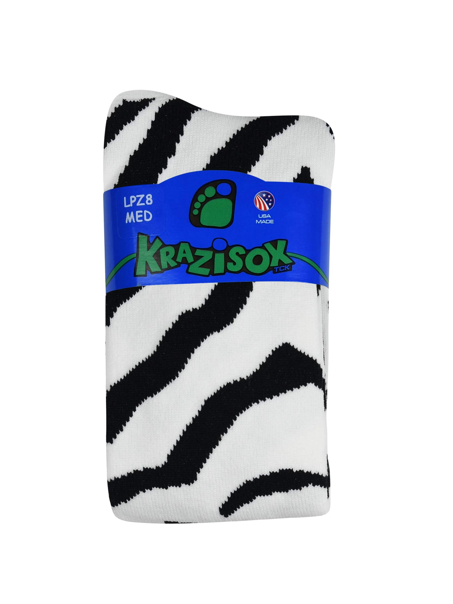 TCK Sports Krazisox Zebra Stripe Athletic Socks - Breathable Performance Socks for Running, Basketball & Workout - Fun Novelty Socks for Men & Women