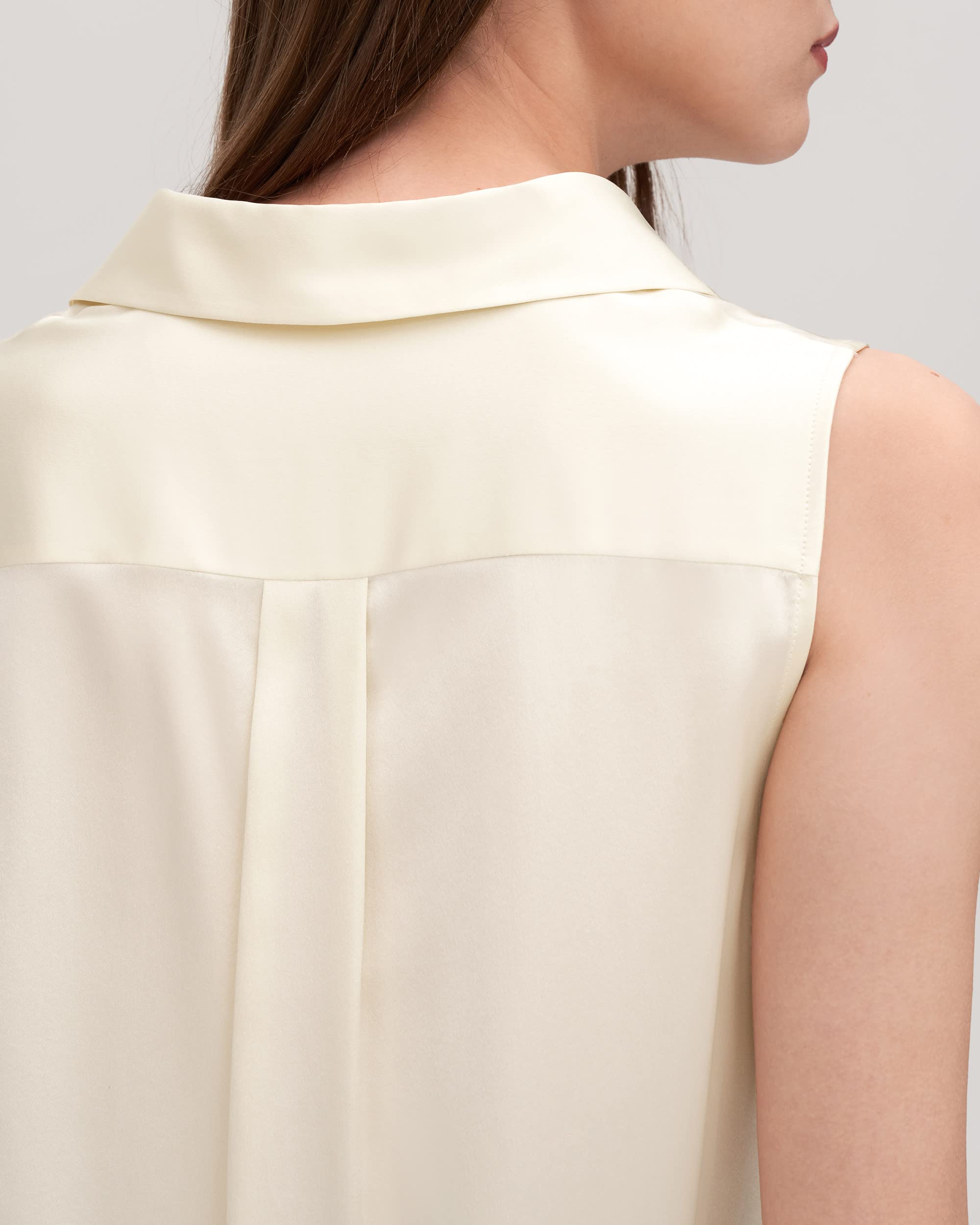 LilySilk 100% Pure Mulberry Silk Blouse for Women - Sleeveless V-Neck Silk Shirt | Elegant Summer Tops for Office, Date Night & Special Occasions