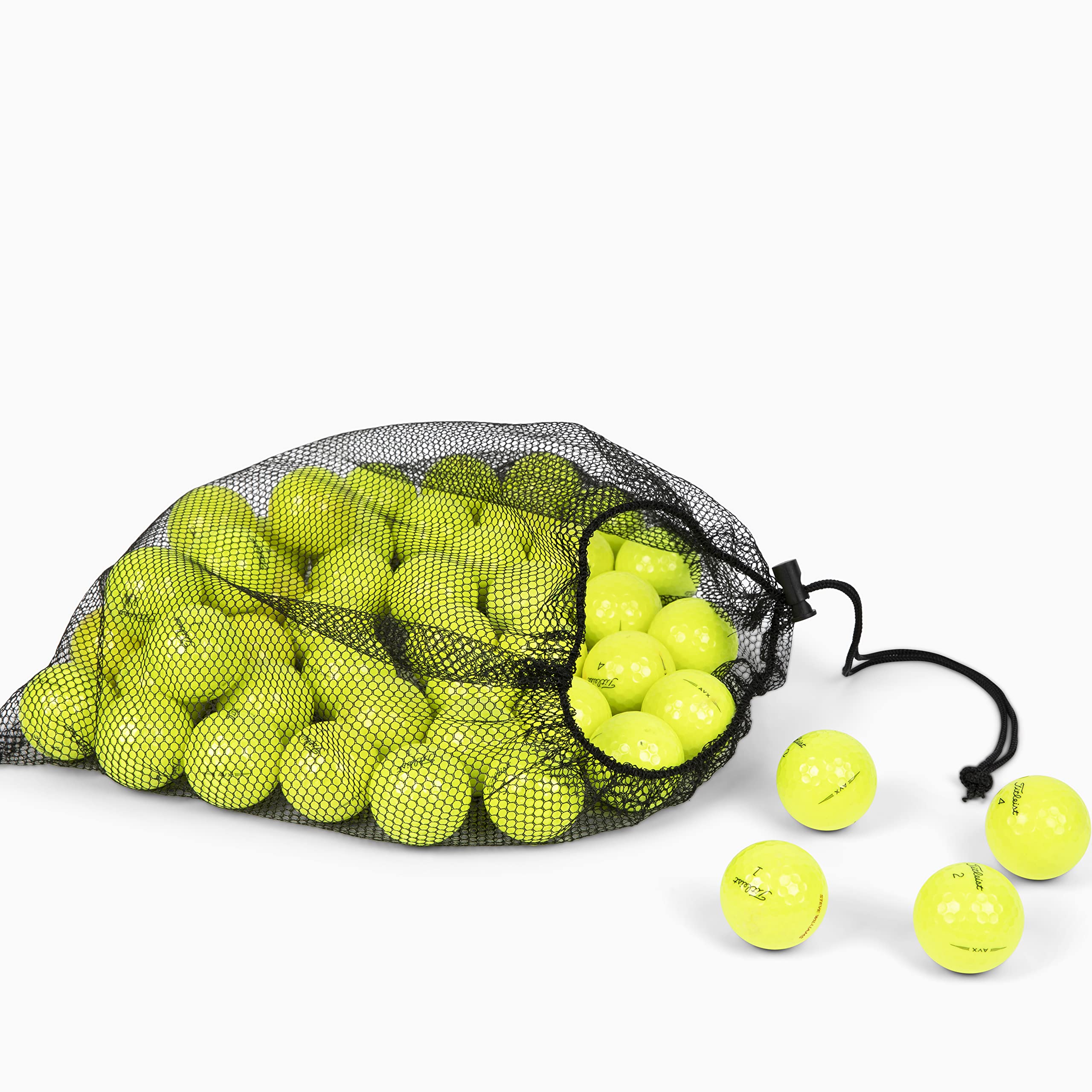 Premium Recycled Golf Balls 12-48 Pack (Titleist Pro V1x & AVX Mix) - Yellow Used Golf Balls in Good Condition with Mesh Carry Bag | Practice, Driving Range & Course Play | Eco-Friendly Golf Accessories