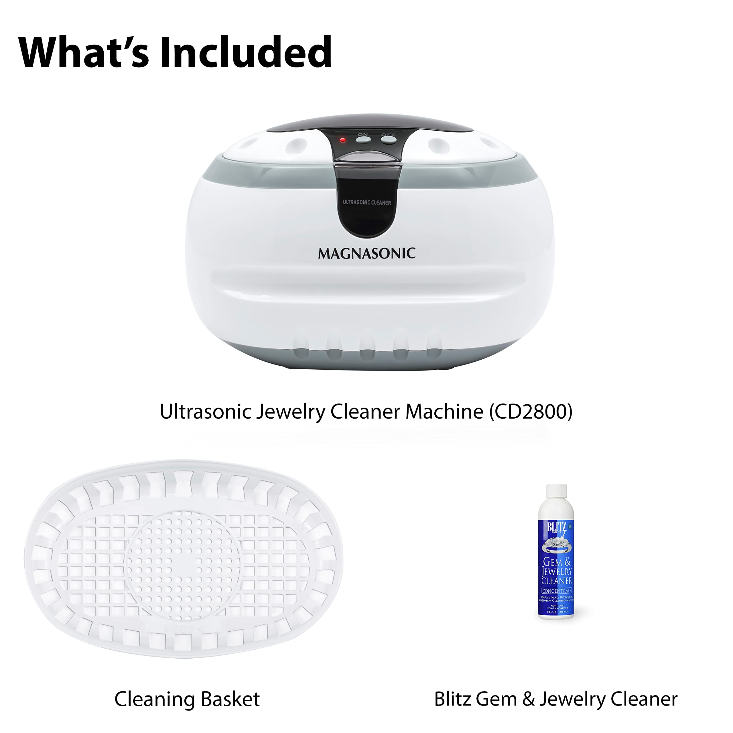 Magnasonic Ultrasonic Jewelry Cleaner with Cleaning Solution for Rings, Watches, Eyeglasses - Home & Travel Use