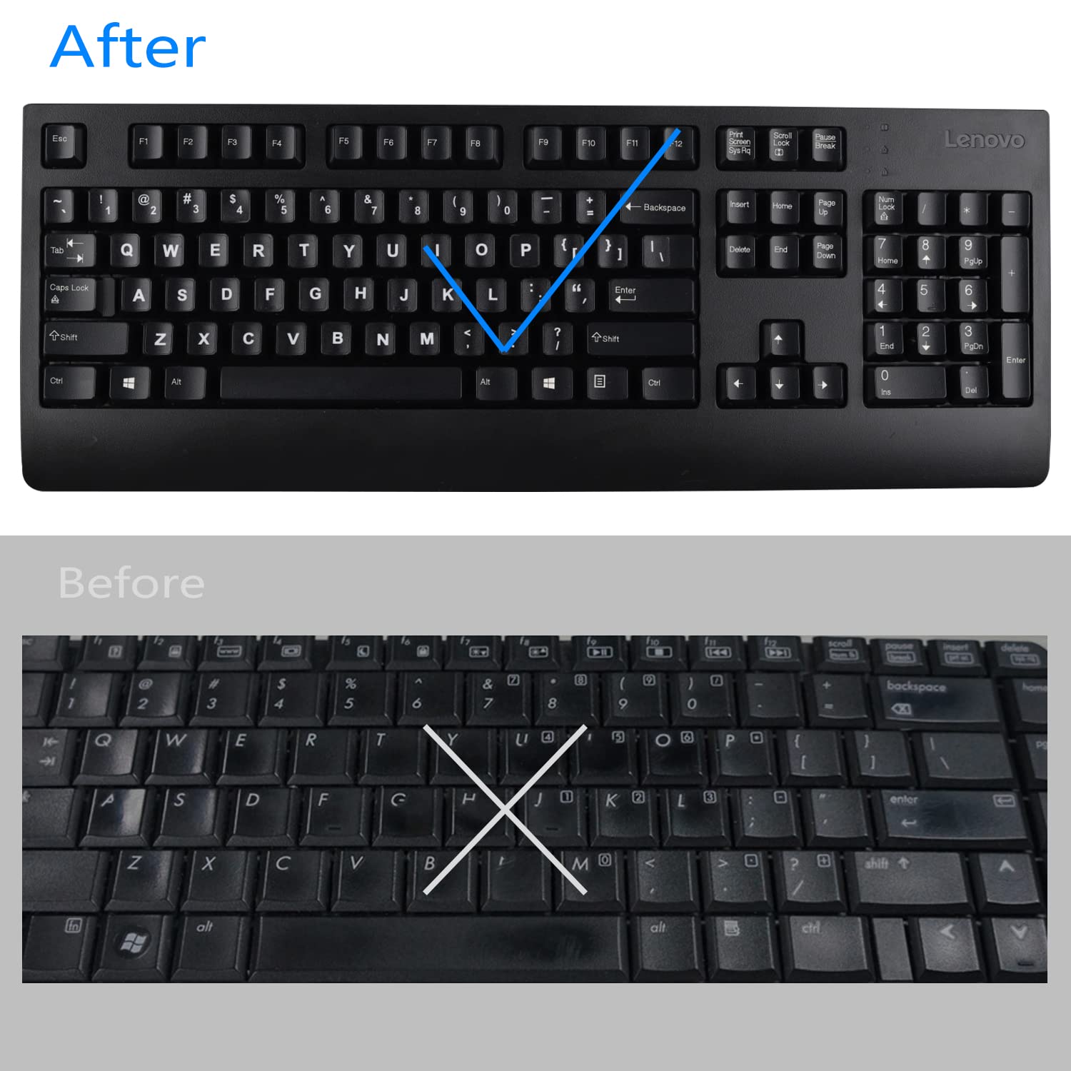 2 Pack Universal Korean Keyboard Stickers - Black Background White Letters for Laptop, Computer, Desktop | Durable Replacement Keyboard Labels | Perfect for Korean Typing, Language Learning & Office Work