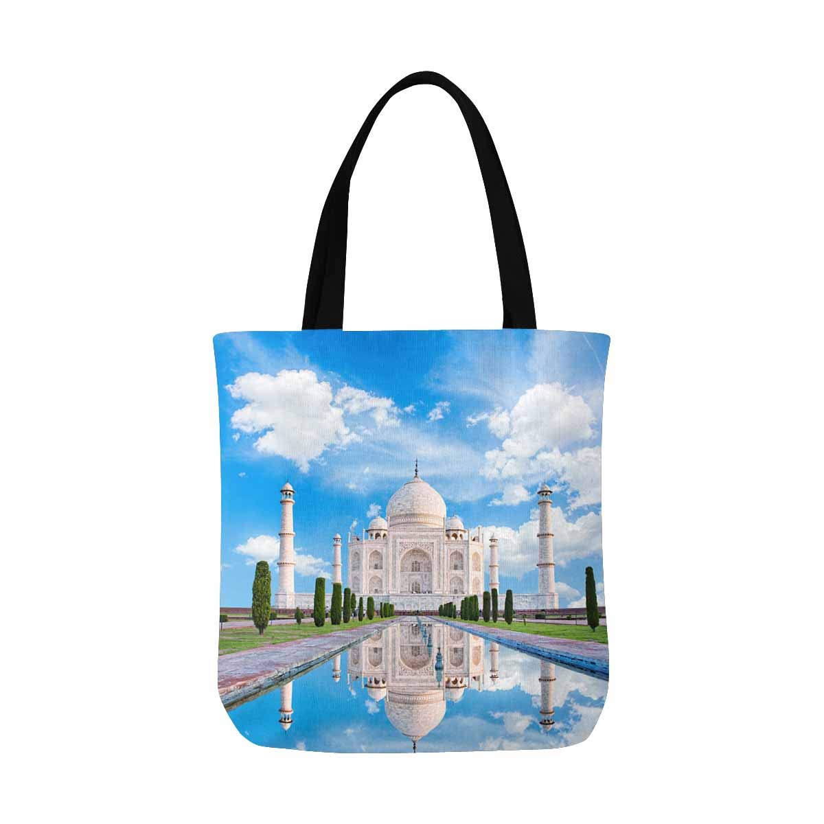 Taj Mahal India Architecture Canvas Tote Bag - Stylish Reusable Shopping Bag for Travel, Work & Groceries - Indian Landmark Design