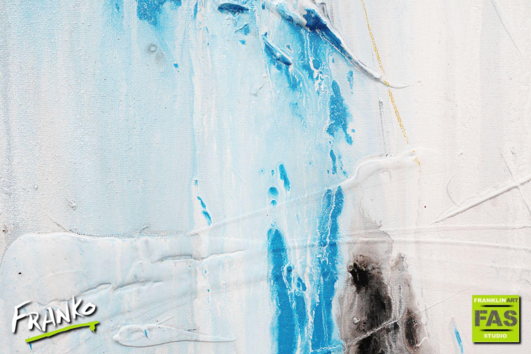 Blue and White Abstract Wall Art Painting - 160cm x 60cm Modern Canvas Print for Living Room, Bedroom & Office Decor | Sari's Revenge Inspired Design