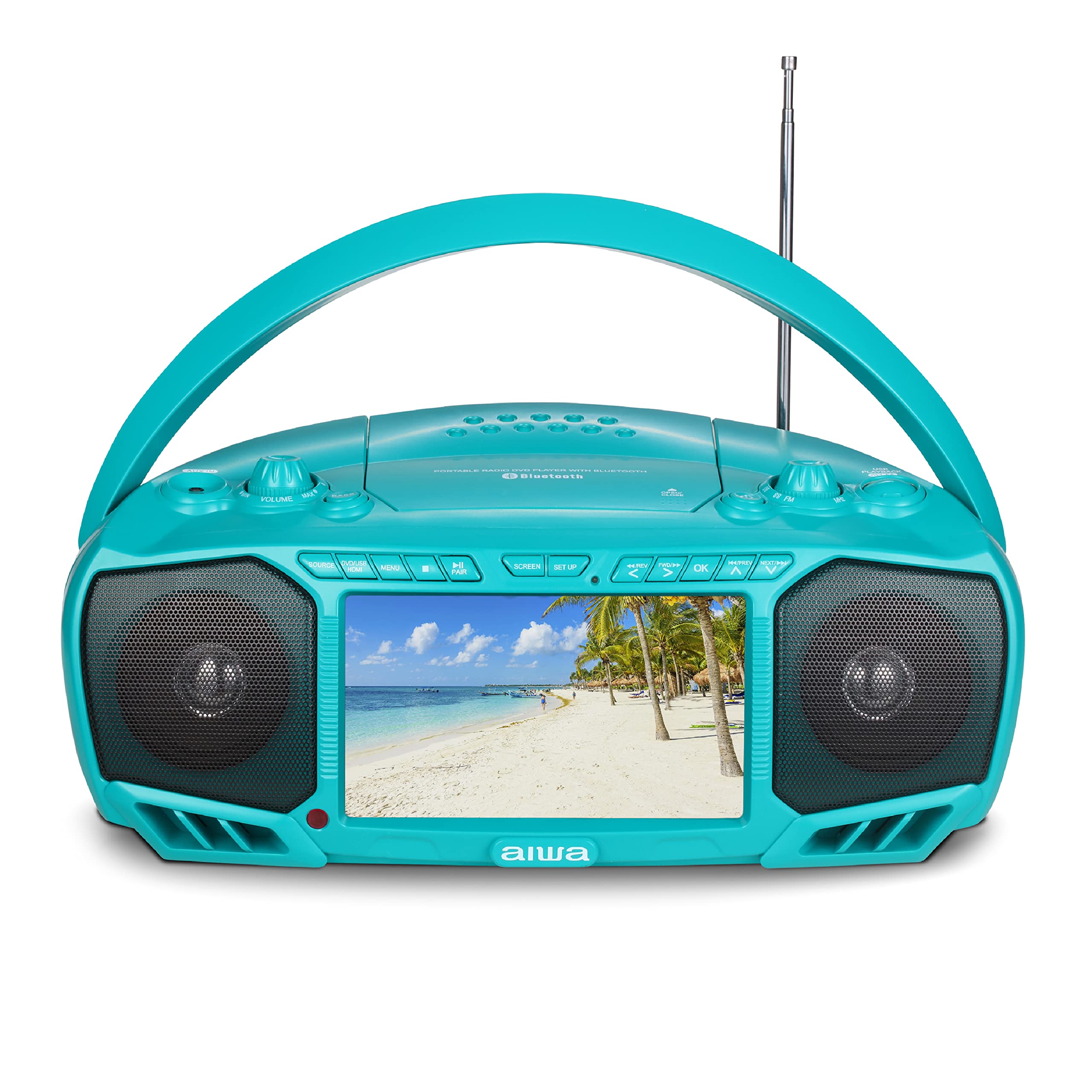AIWA Portable Bluetooth Boombox with 3W x 2 Speakers & Bass Boost - 7