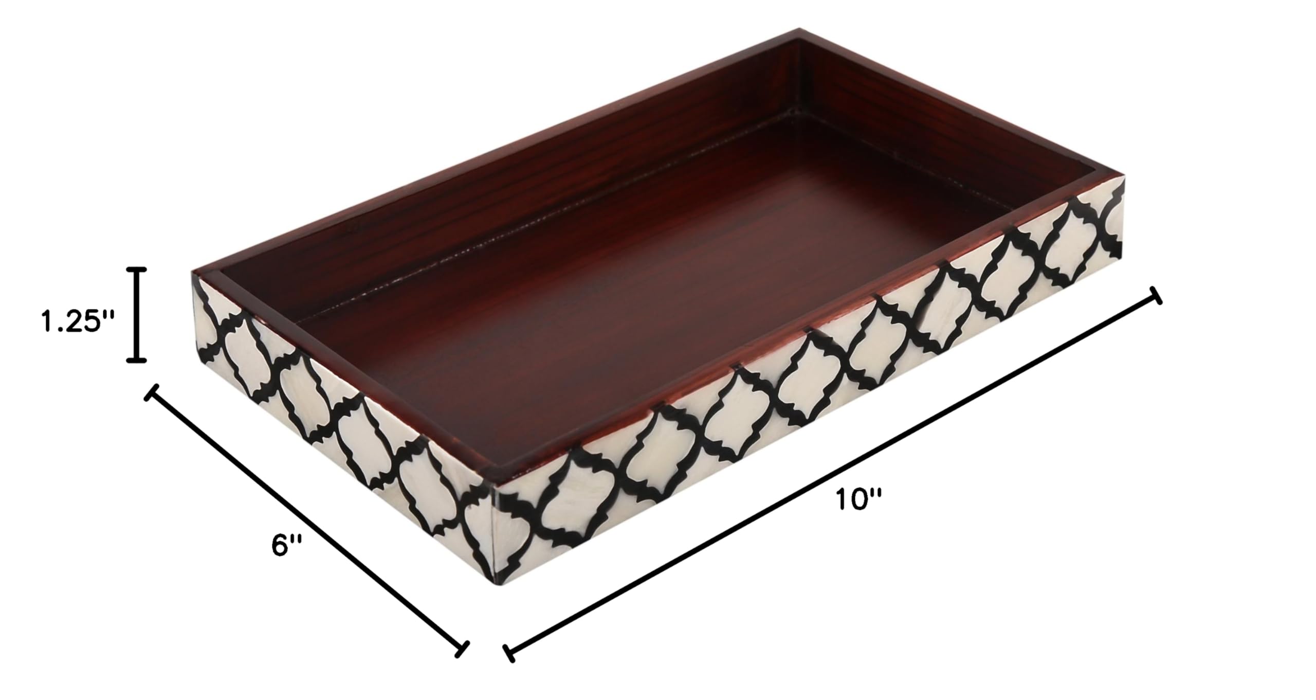 Handmade Moroccan Pattern 10x6 Towel Tray - Small Bathroom Tray, Guest Towel Holder, Decorative Napkin Holder, Bathroom Countertop Storage, Kitchen Hand Towel Holder in Black - Perfect for Bathroom Organization, Kitchen Decor & Guest Room Essentials