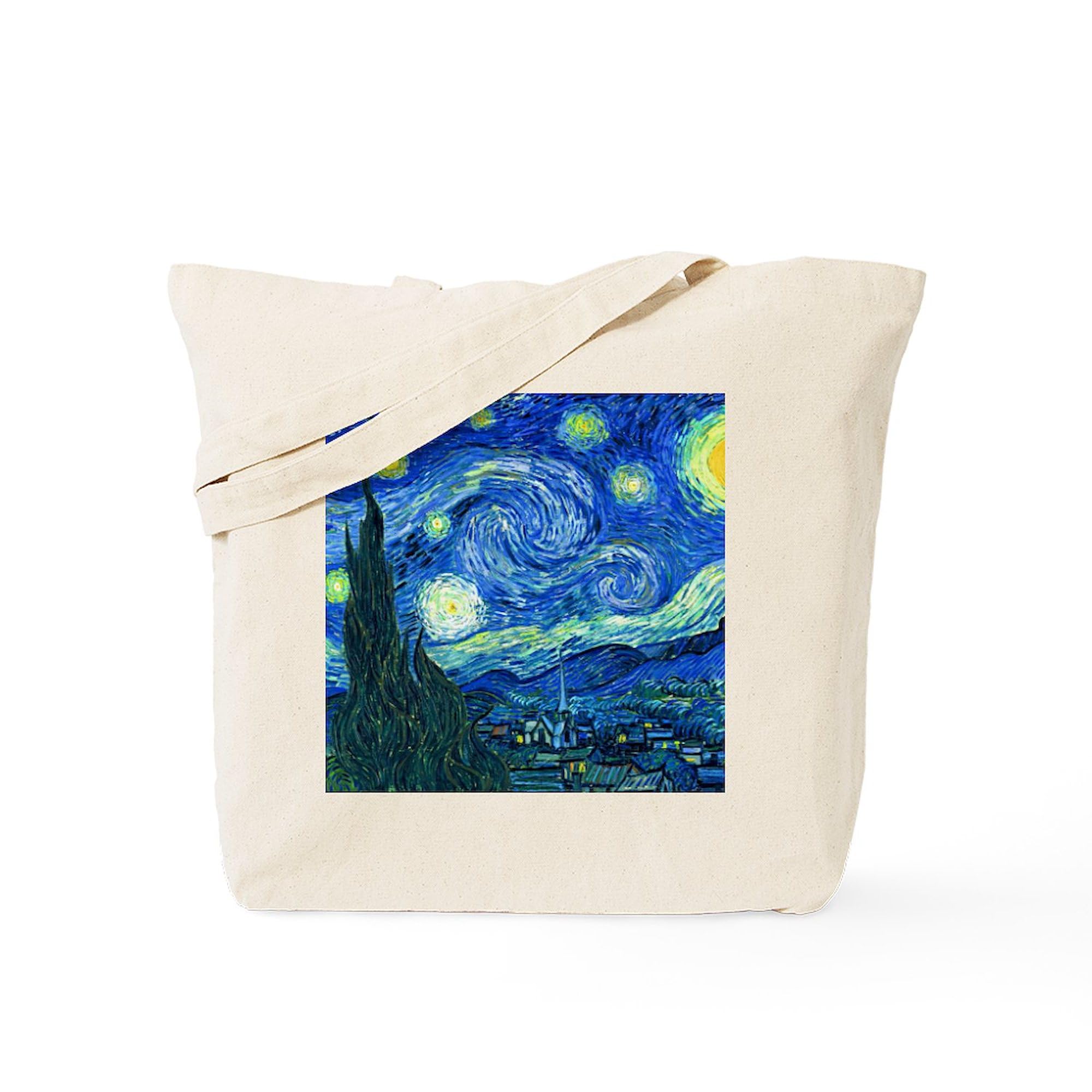 Van Gogh Starry Night Tote Bag - Eco-Friendly Canvas Reusable Shopping Bag for Groceries, Beach & Daily Use