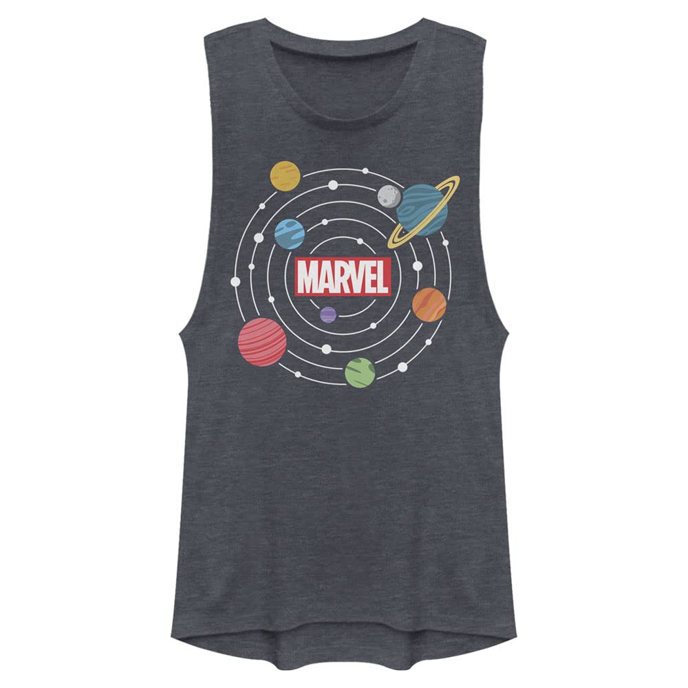 Marvel Classic Solar System Women's Muscle Tank Top - Space Galaxy Graphic Tee for Women - Casual Summer Workout Gym Shirt - Perfect for Fitness, Running, and Everyday Wear