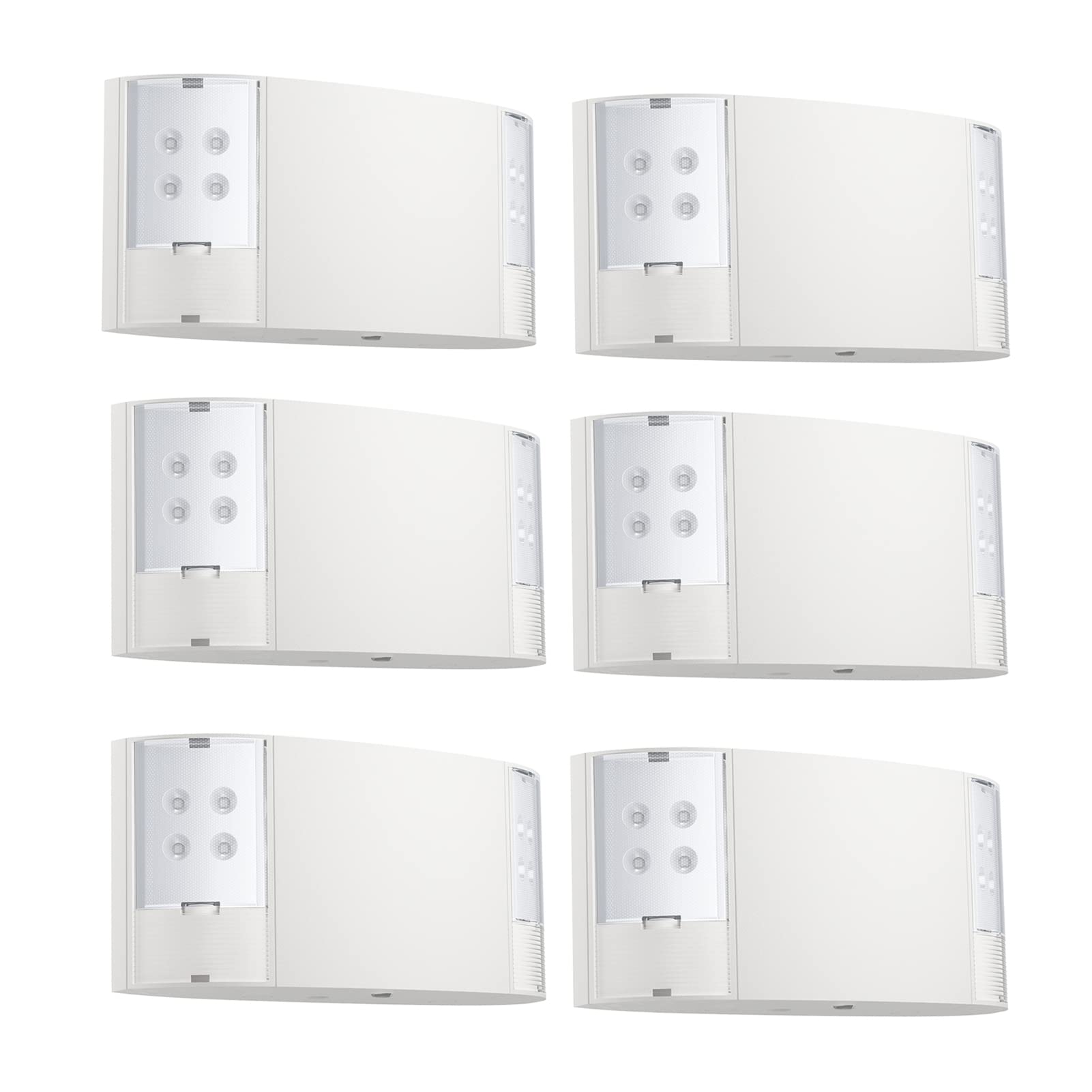 Spectsun 6 Pack LED Emergency Lighting with Battery Backup - UL Listed AC 120/277V Hardwired Commercial Exit Lights - White Square Head Emergency Light Fixtures for Business, Home, Warehouse & Office Safety