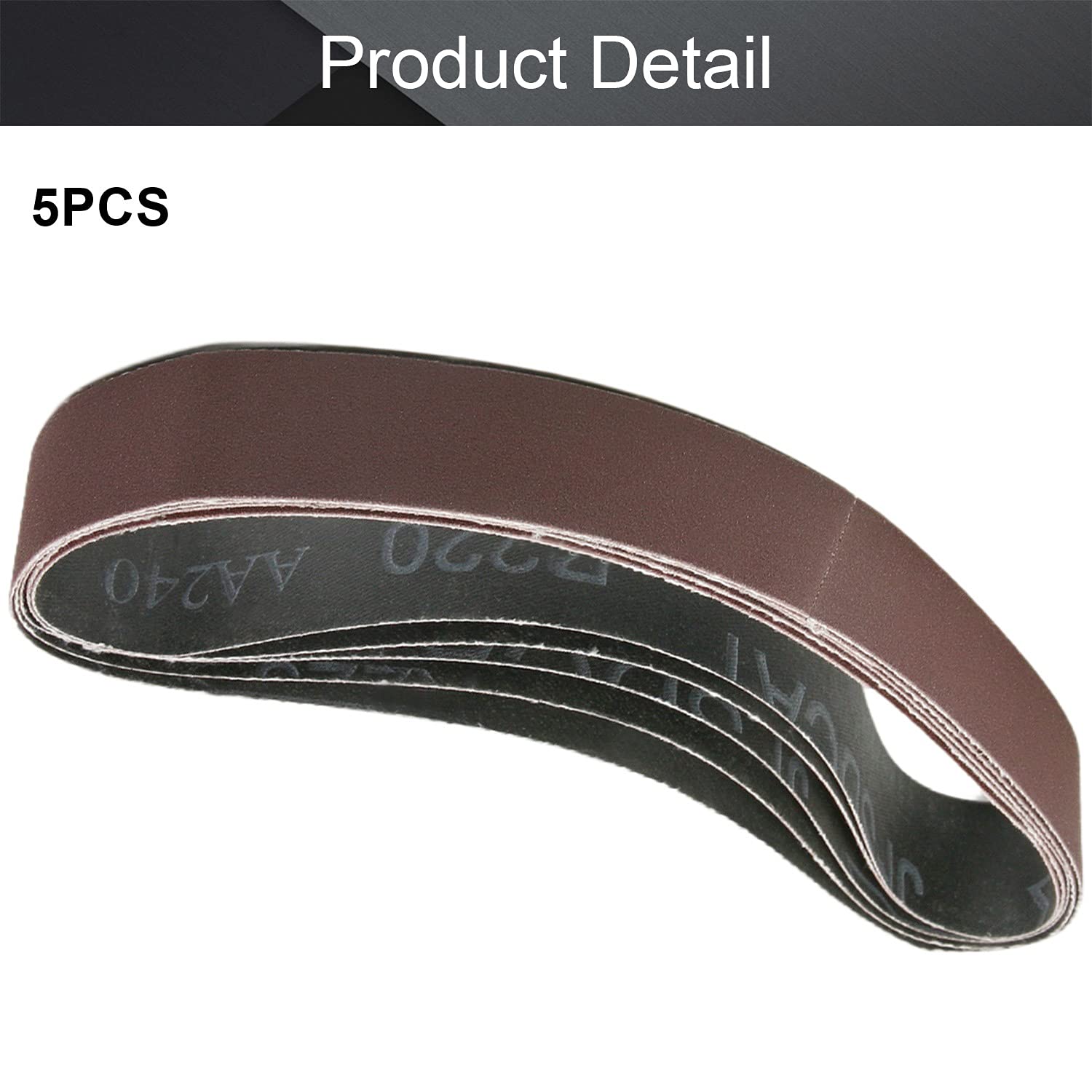 Utoolmart 1.2x21 Inch 240 Grit Aluminum Oxide Sanding Belt - 5 Pack for Wood Finishing, Metal Polishing & Drywall Sanding | Compatible with Portable Belt Sanders & Sharpening Tools | Durable Abrasive Paper for DIY & Professional Use