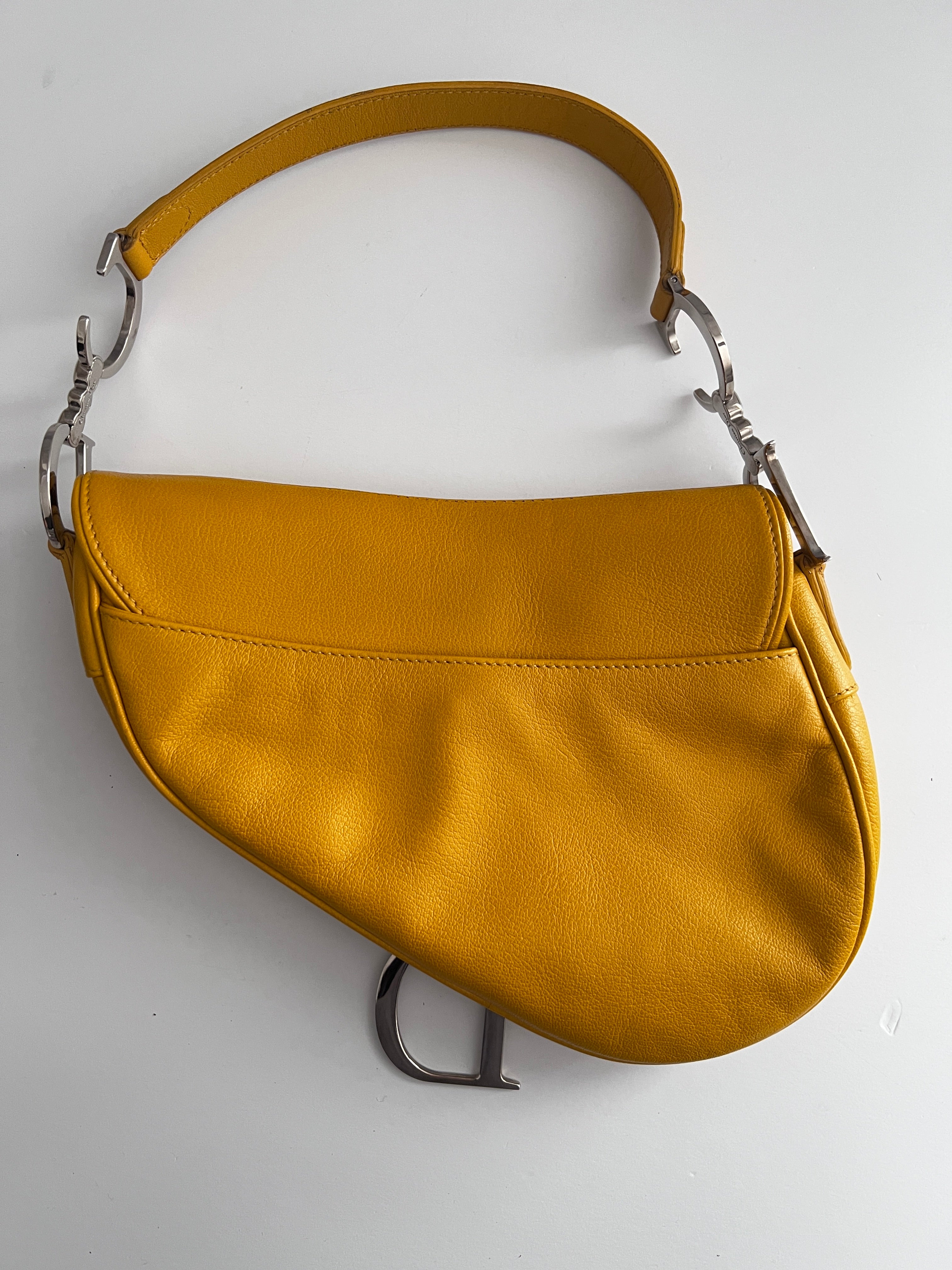 Dior Mustard Leather Saddle Bag for Women | Luxury Designer Handbag | Perfect for Work, Travel & Evening Events