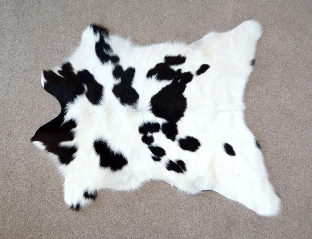 Premium 3225 Calfskin Rug - Soft Black and White Cowhide Rug for Living Room, Bedroom Decor | Natural Hide Area Rug for Boho, Farmhouse & Modern Interior Design