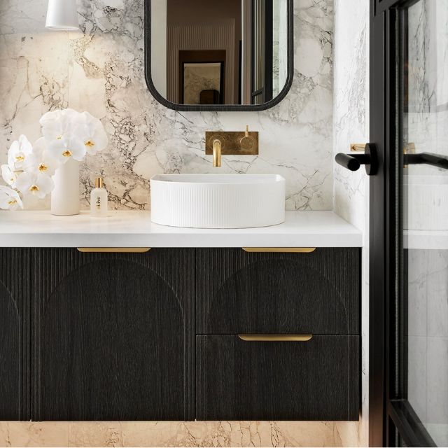 ADP Archie Wall Mounted Vanity - Modern Bathroom Sink with Storage - Perfect for Small Bathrooms & Powder Rooms