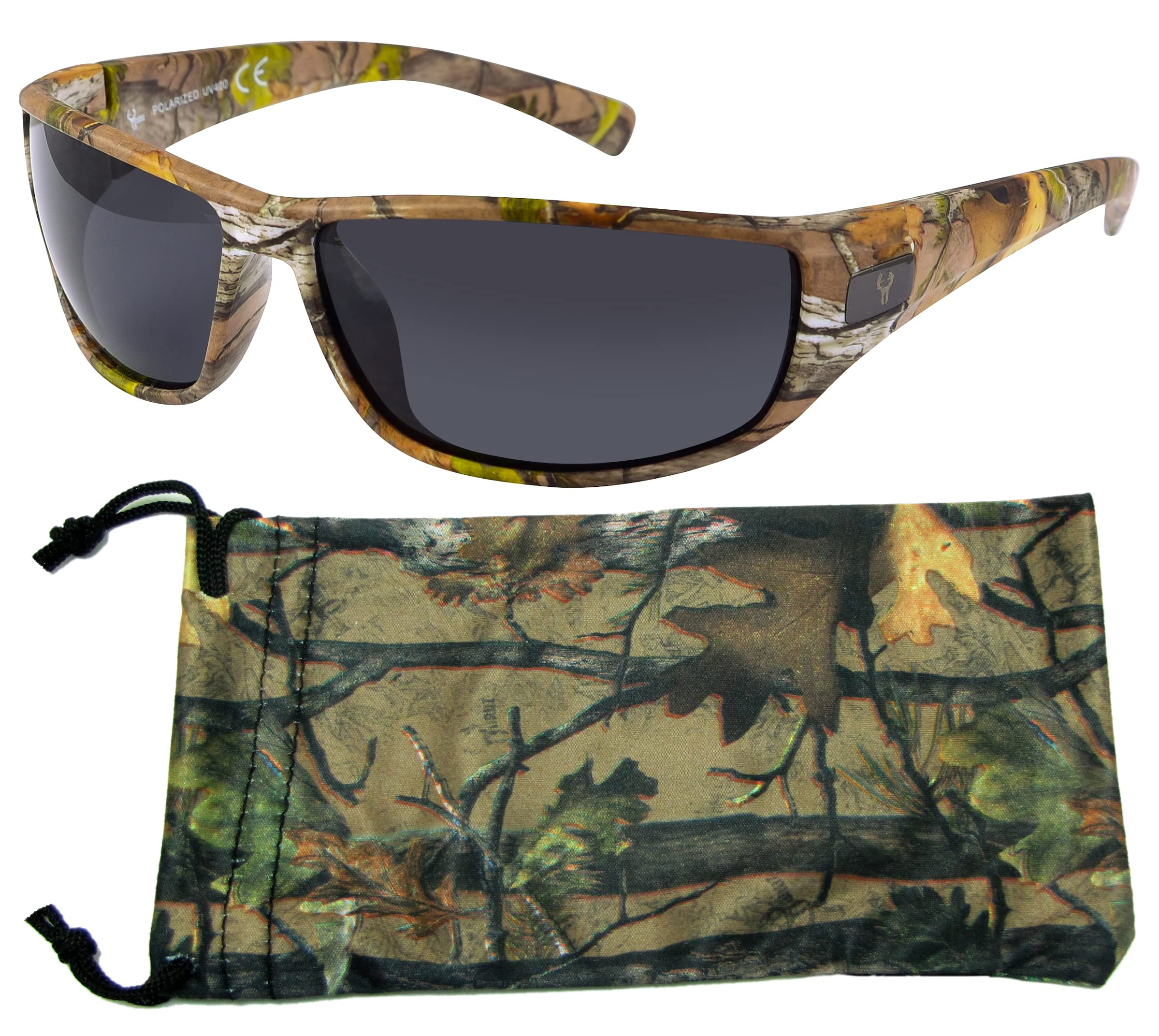 Men's Hornz Brown Forest Camouflage Polarized Sunglasses - WhiteTail Series with Free Microfiber Pouch | UV Protection for Hunting, Fishing & Outdoor Adventures