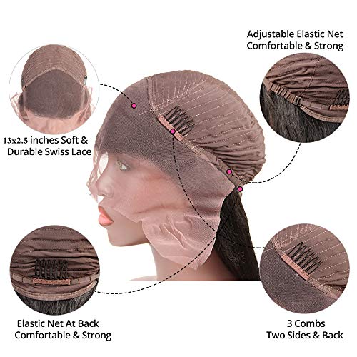 ANDRIA 13X4 HD Lace Front Wig - Glueless Straight Synthetic Hair with Pre-Plucked Hairline & Baby Hair | 200% Density Ombre 613 Blonde Long Silk Wig (26 Inches) for Black Women | Perfect for Daily Wear, Cosplay & Special Occasions