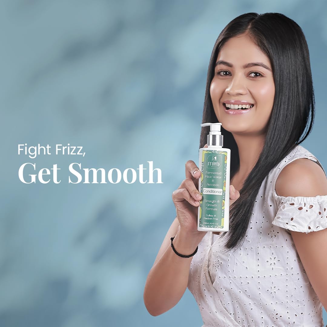 **Mittiy Made Fermented Rice Water & Avocado Hair Conditioner - Natural Deep Nourishing Treatment for Dry, Frizzy Hair - Strengthens & Promotes Hair Growth - 250ml | Ideal for Daily Use, Salon-Quality Results at Home**