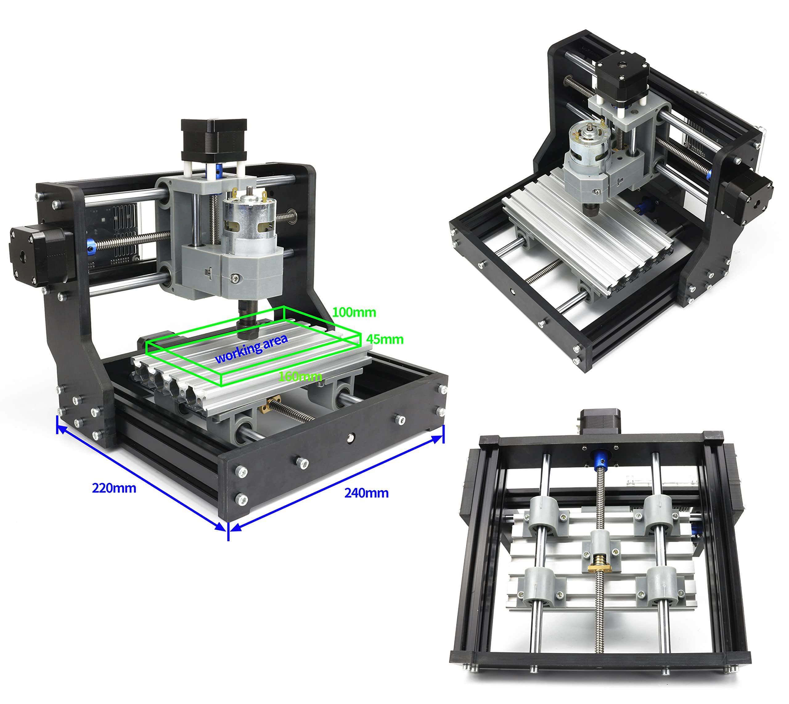 RATTMMOTOR CNC1610-PRO 3 Axis GRBL Control DIY Mini CNC Router Kit - Engraving & Milling Machine for Wood, Plastic, Acrylic, PVC, PCB Cutting | Perfect for Hobbyists, Woodworking & DIY Projects