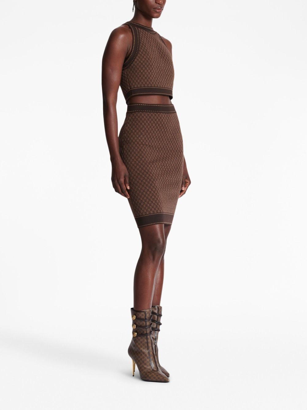 Balmain Women's Brown Skirts | High Waist A-Line Mini Skirt | Fashionable & Elegant for Party, Office & Night Out