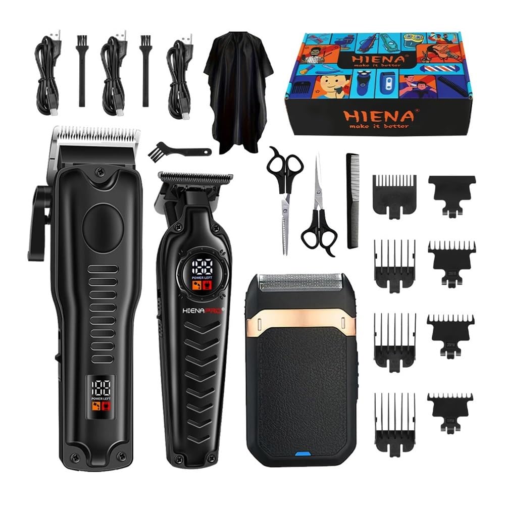 Professional 3-Piece Hair Clipper Set - USB Rechargeable Cordless Hair Trimmer for Men, Home Barber Kit with Adjustable Blades | Perfect for DIY Haircuts, Beard Trimming & Grooming at Home