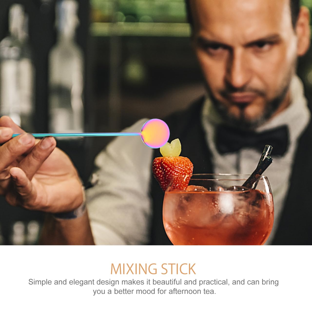 Rainbow Metal Swizzle Sticks - 7 Inch Reusable Drink Stirrers for Cocktails, Coffee, Chocolate, Milk & Juices | Set of 2 Multifunctional Mixing Sticks | Perfect for Home Bars, Coffee Shops & Parties