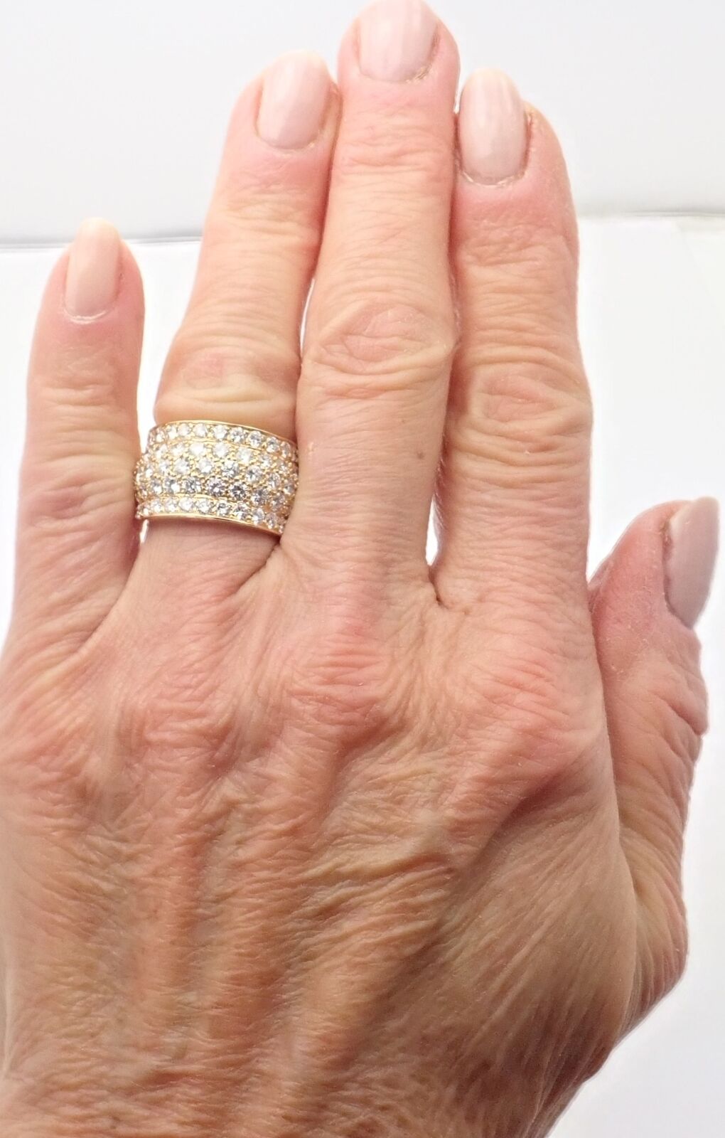 Authentic Cartier Nigeria 18k Yellow Gold Diamond Wide Band Ring Size 53 - Luxury Wedding Band & Anniversary Gift for Her