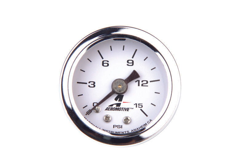 Aeromotive 0-15 PSI Fuel Pressure Gauge - High Performance Automotive Fuel System Monitor for Racing, Tuning & Engine Diagnostics
