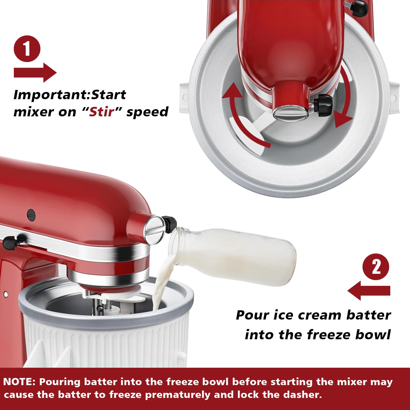 KitchenAid Ice Cream Maker Attachment - 2-Quart Frozen Dessert Maker for Stand Mixers, Fits 4.5-7Qt Models (Tilt-Head & Bowl-Lift), Perfect for Homemade Ice Cream, Sorbet & Gelato - Ideal for Summer Treats & Family Gatherings