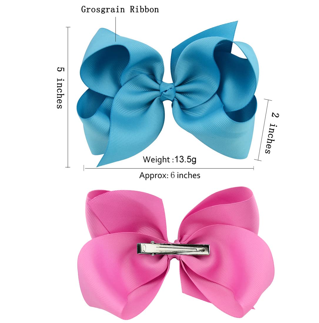 30PCS 6 Inch Big Hair Bows for Girls - Grosgrain Ribbon Hair Accessories with Alligator Clips for Toddlers, Baby Girls, Kids & Teens | Perfect for Birthday Parties, School, Holidays & Special Occasions