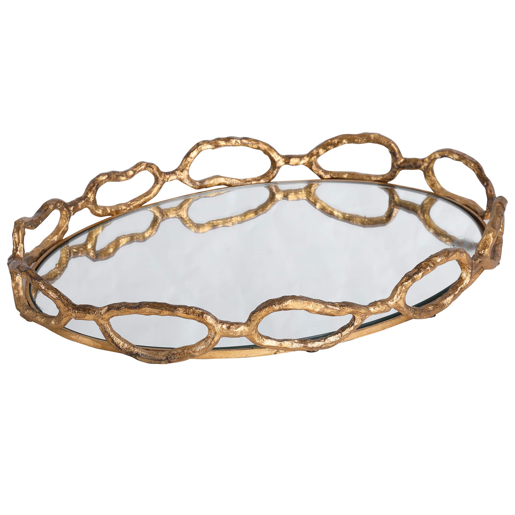 Mirrored Tray with Cable Chain - Elegant Home Decor for Jewelry & Essentials