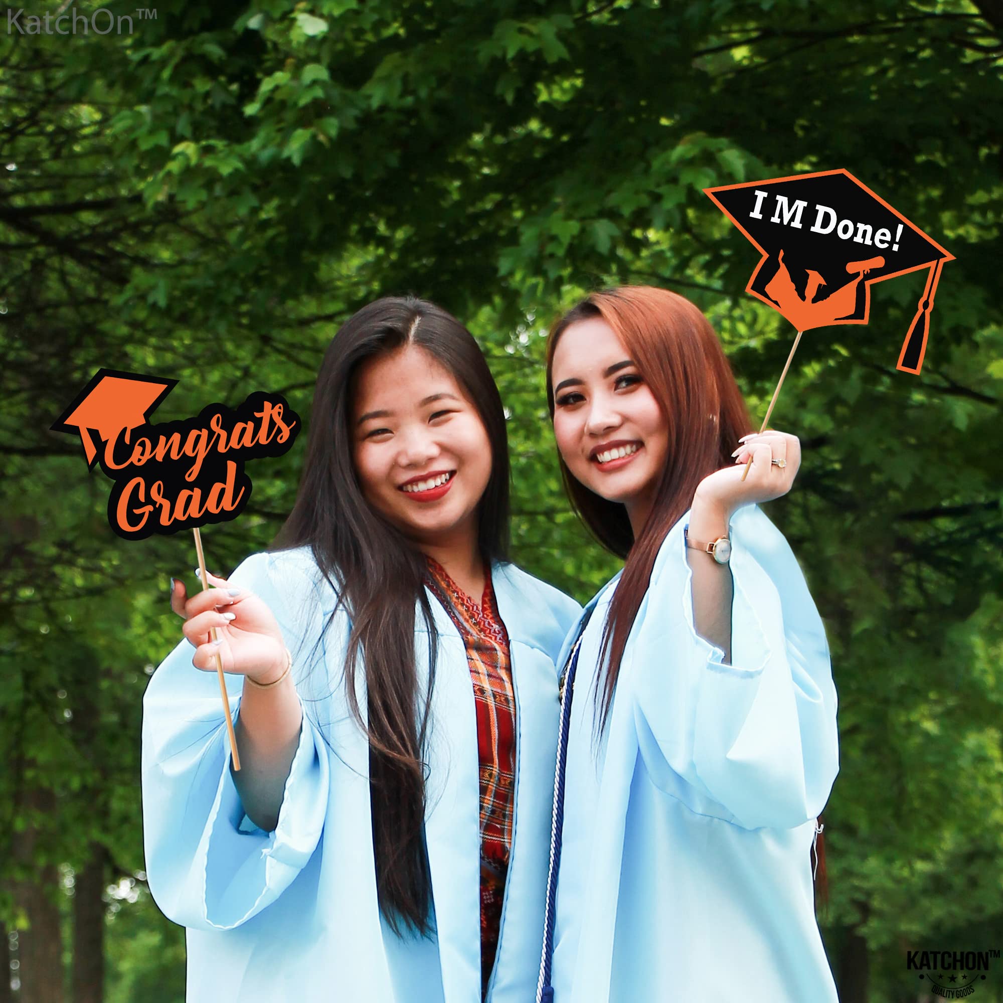 **KatchOn 2025 Graduation Photo Booth Props - Pack of 21 | Orange & Black Graduation Decorations for Class of 2025 | Perfect for Graduation Parties, Photo Booths & School Events**