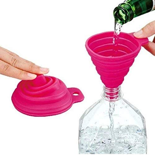 BHUMA Collapsible Silicone Funnel - Foldable Kitchen Funnel for Liquid & Powder Transfer - Reusable Water Bottle Funnel (2 Pack) - Perfect for Cooking, Baking, Camping & DIY Projects