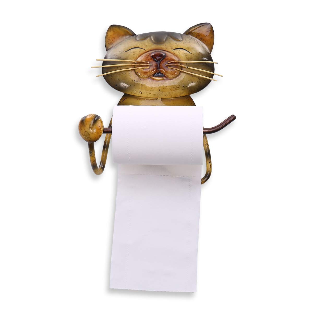 Vintage Cast Iron Cat Shaped Toilet Paper Holder - Rustic Bathroom Tissue Roll Stand with Unique Animal Design for Home Decor | Perfect for Farmhouse, Cottage & Vintage Style Bathrooms