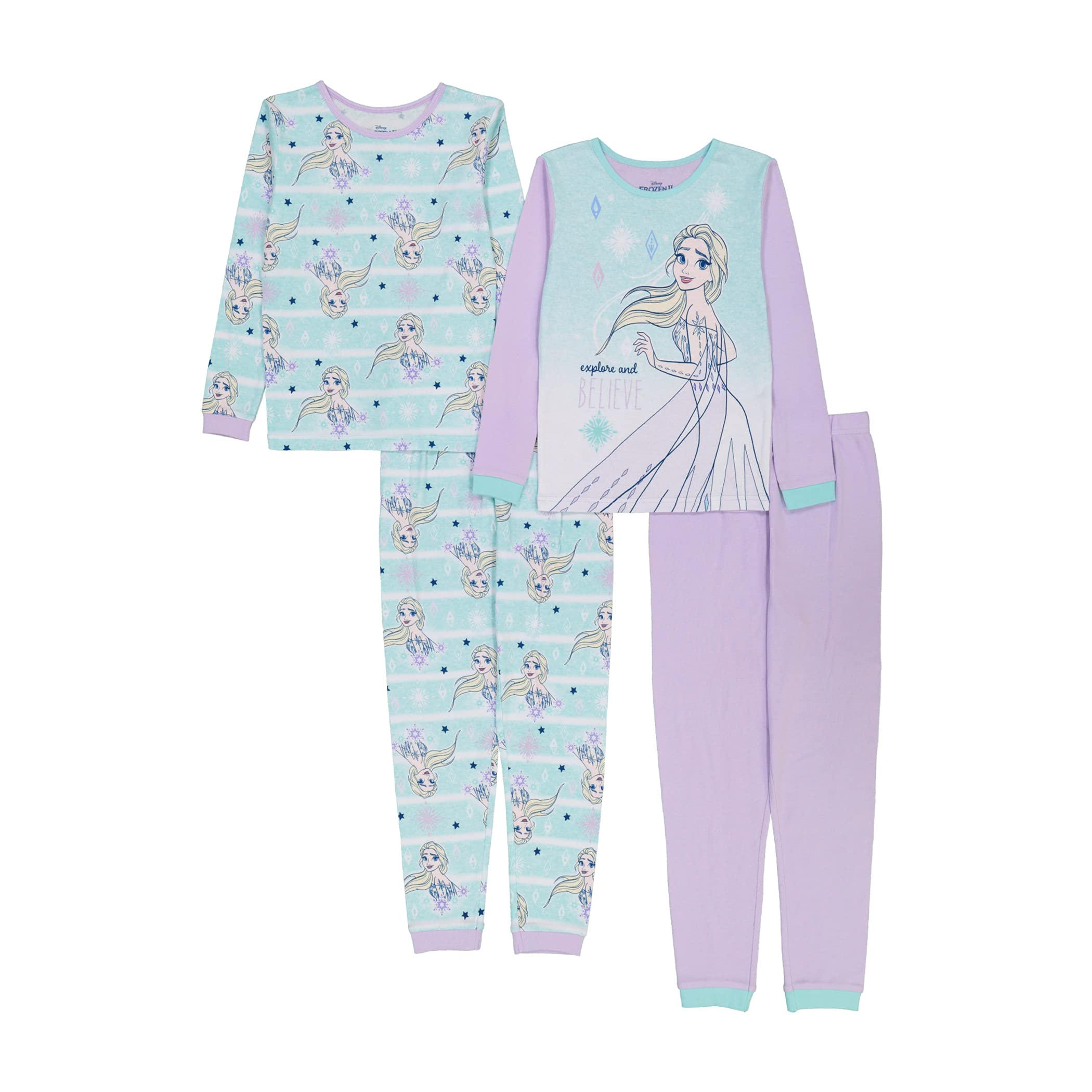 Disney Frozen Girls' Cotton Snug Fit Pajama Set - Soft & Comfortable Sleepwear for Kids - Perfect for Bedtime, Sleepovers & Cozy Nights