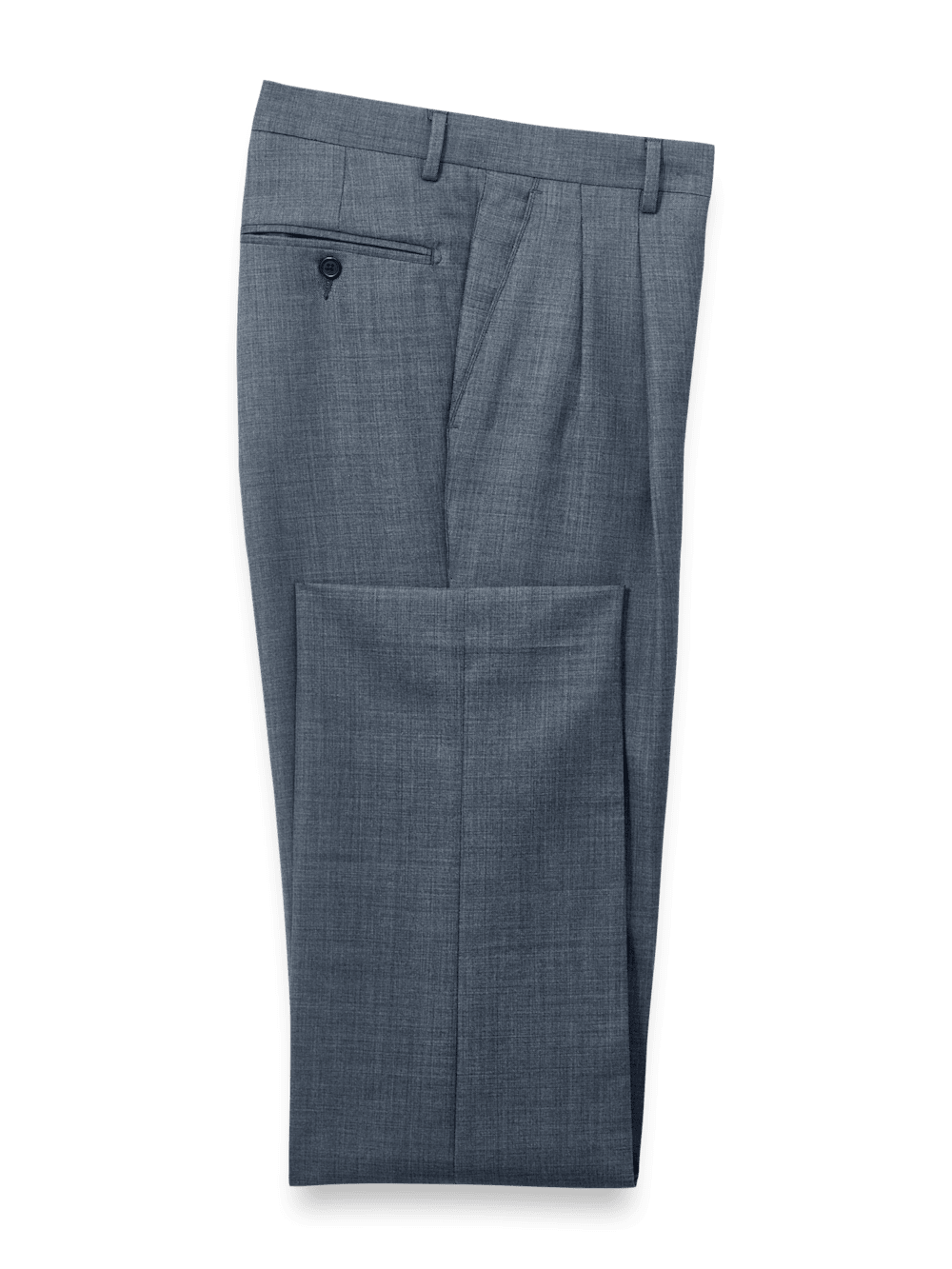 Premium Wool Sharkskin Pants for Men - Classic Blue Dress Pants for Business & Formal Occasions - Office Wear & Wedding Attire
