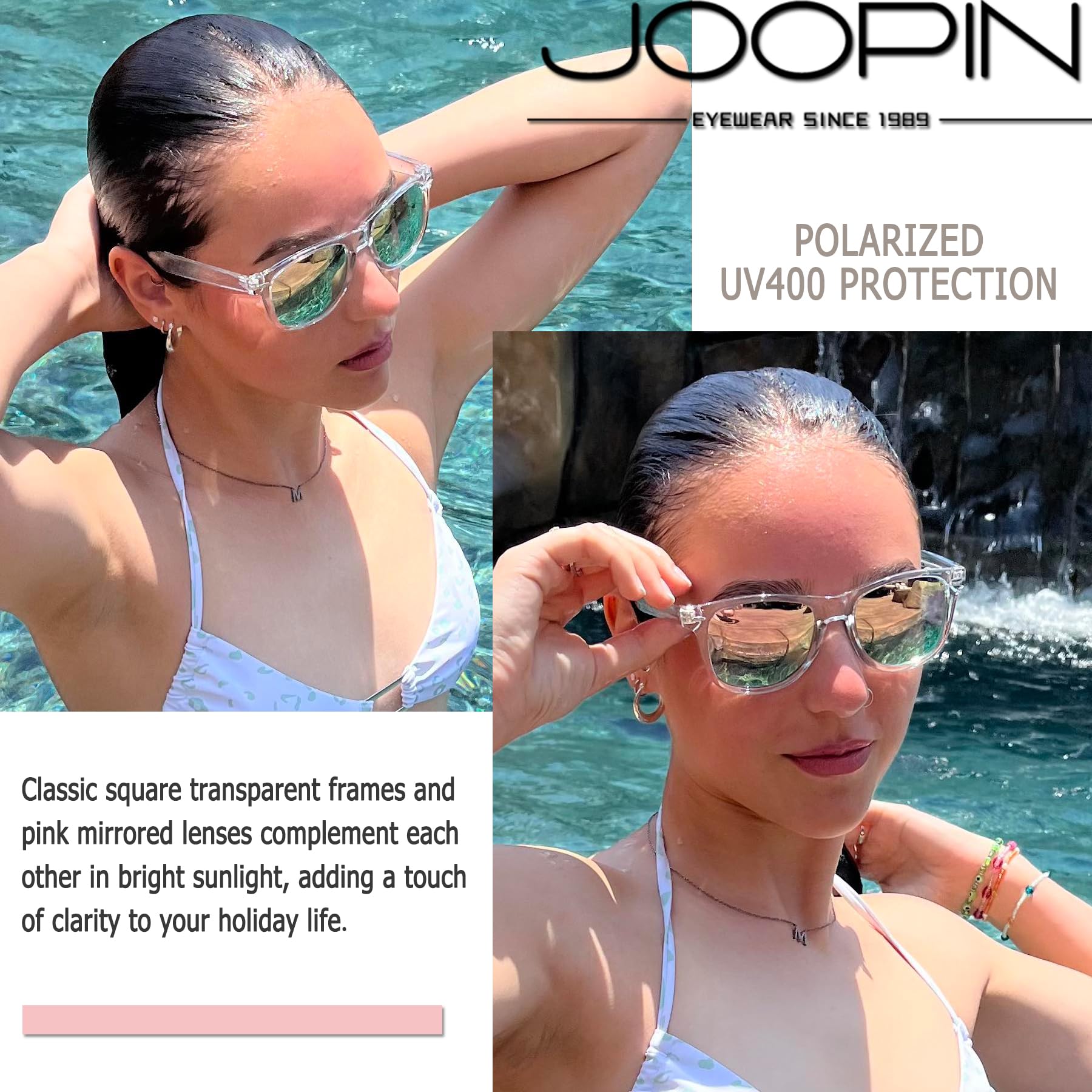 Joopin Square Polarized Sunglasses for Men & Women - UV Protection, Trendy Designer Shades for Outdoor, Driving & Fashion