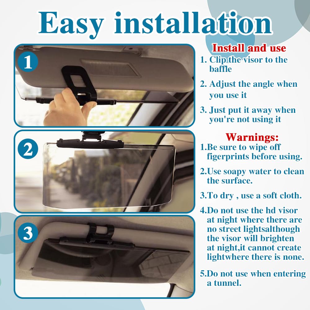2PCS Universal Car Sun Visor Extender - Adjustable Sun Protection Visors for Cars, UV Ray & Glare Blocking, Easy to Install - Perfect for Road Trips, Daily Commuting & Summer Driving Protection