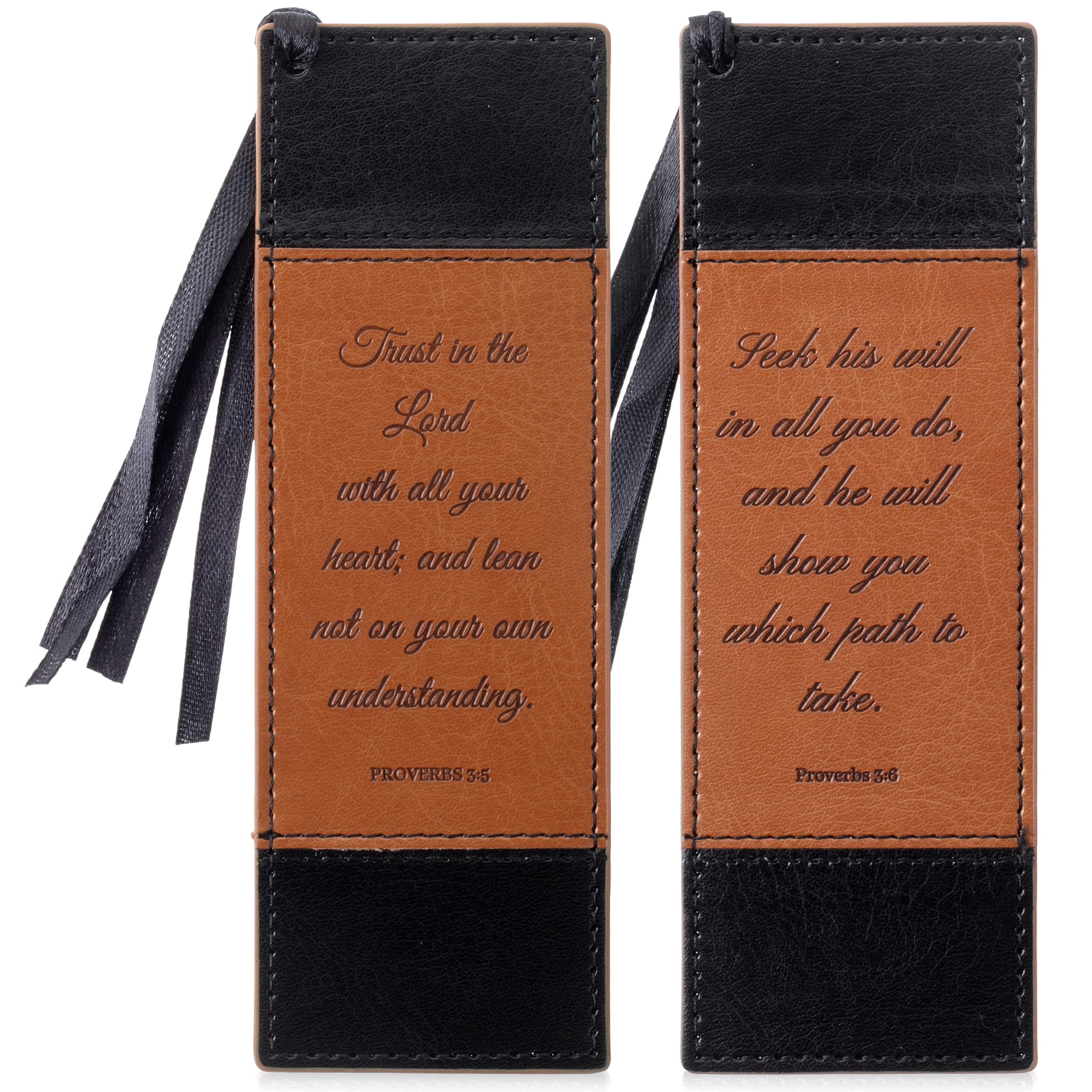 Mr. Pen Christian Bookmarks - 2 Pack Faux Leather Bible Bookmarks with Inspirational Verses - Perfect for Bible Study, Church Gifts & Religious Devotion