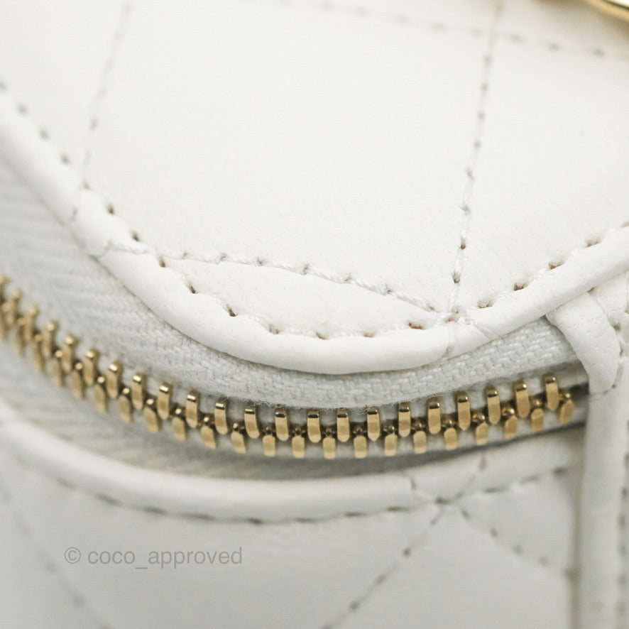 Chanel Ball Crush Vanity Bag with Chain - White Lambskin Leather & Gold Hardware - Luxury Crossbody Clutch for Women, Perfect for Evening Parties & Special Occasions