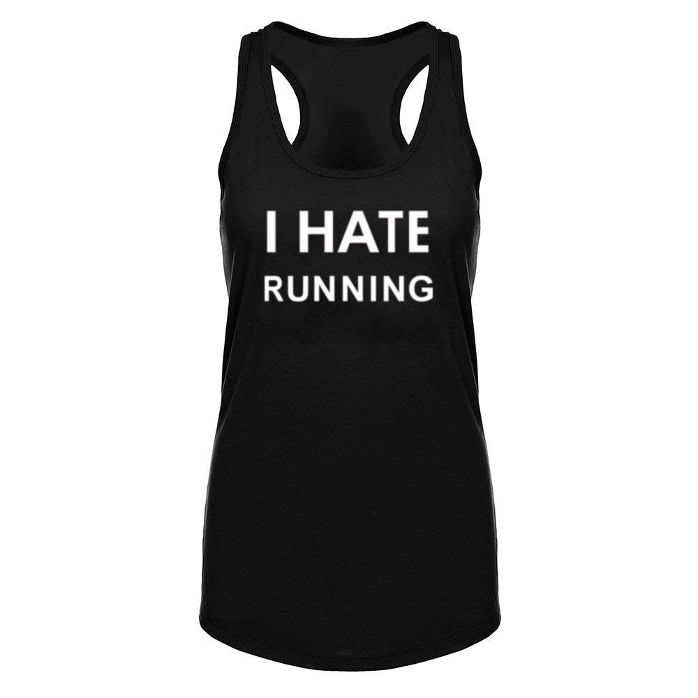 FANNOO Women's Workout Tank Tops - Funny 'I Hate Running' Gym Shirts, Racerback Sleeveless Athletic Tops for Women | Perfect for Running, Yoga & Fitness Training